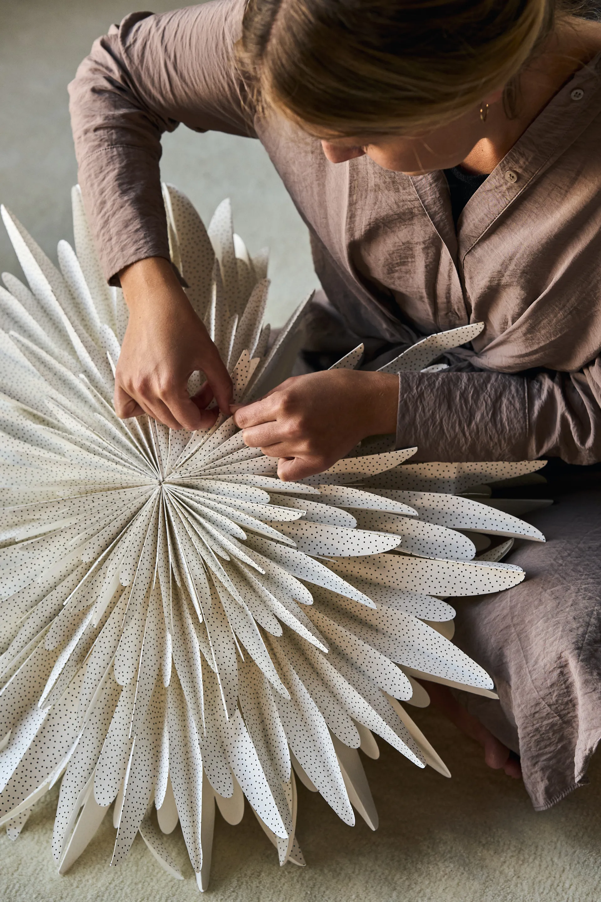 Stella dell'Avvento Luna bianca con pois, 60 cm Scandi Living