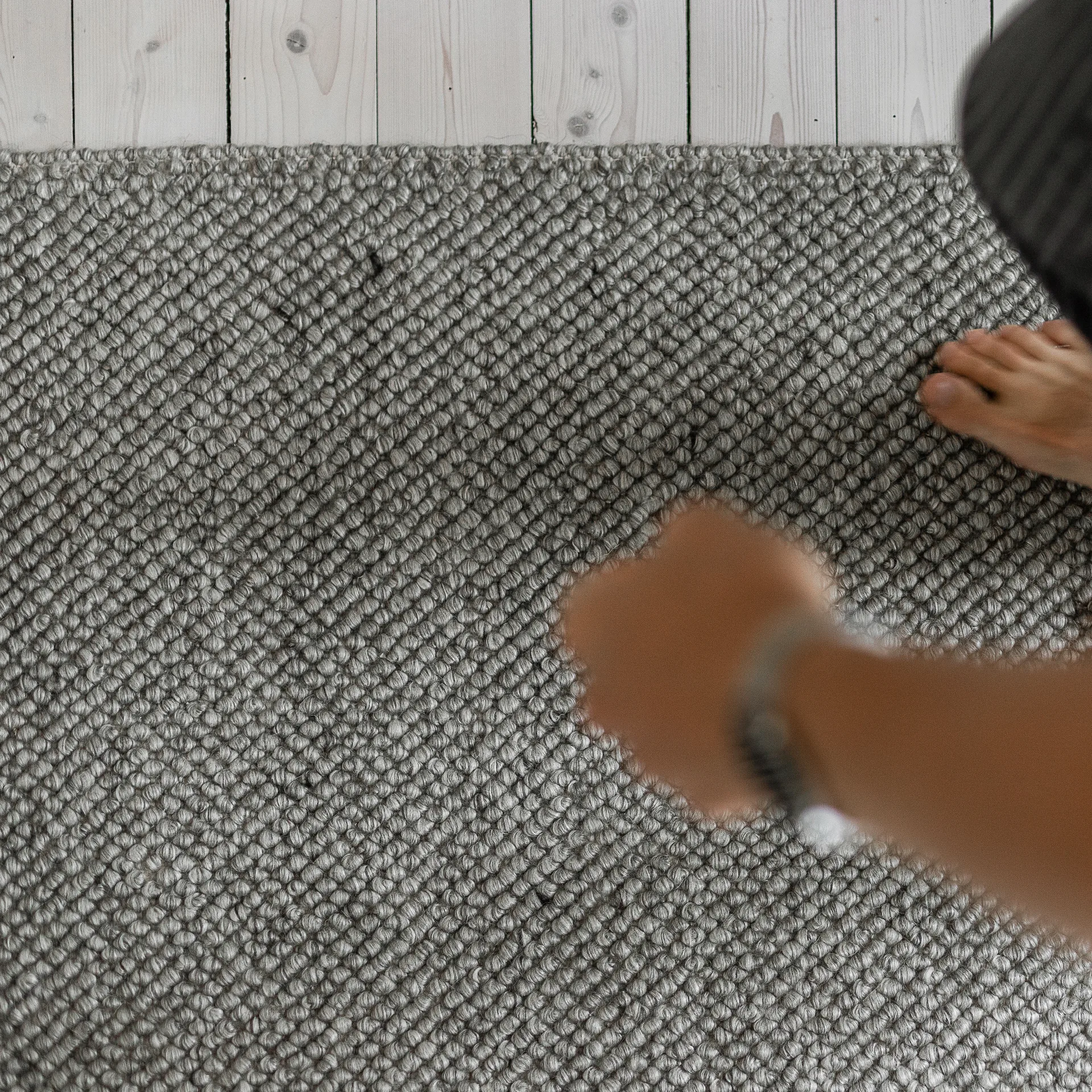 Tappeto in lana Flock nature grey, 200x300 cm Scandi Living