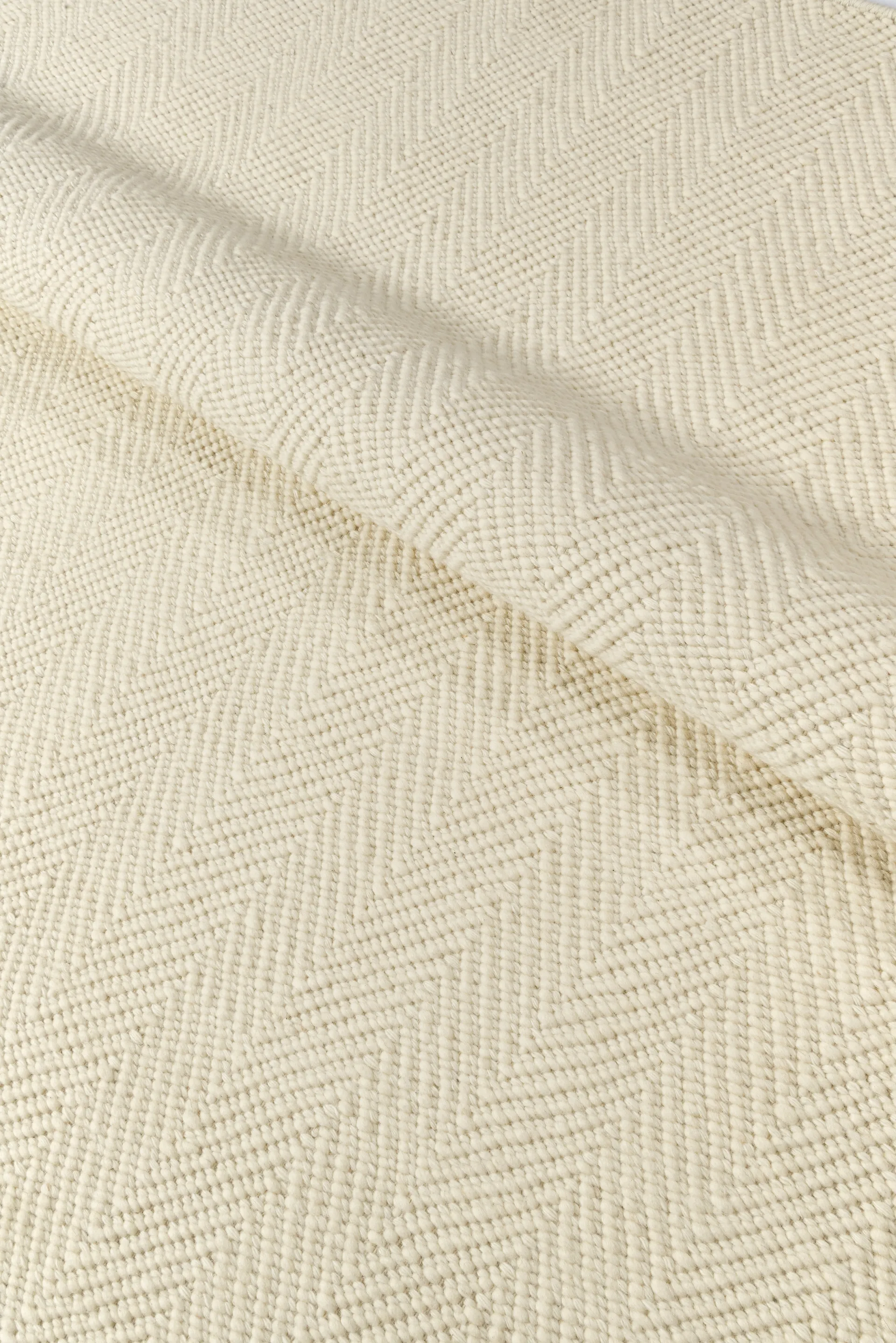 Tappeto in lana Furrow bianco naturale, 80x240 cm Scandi Living