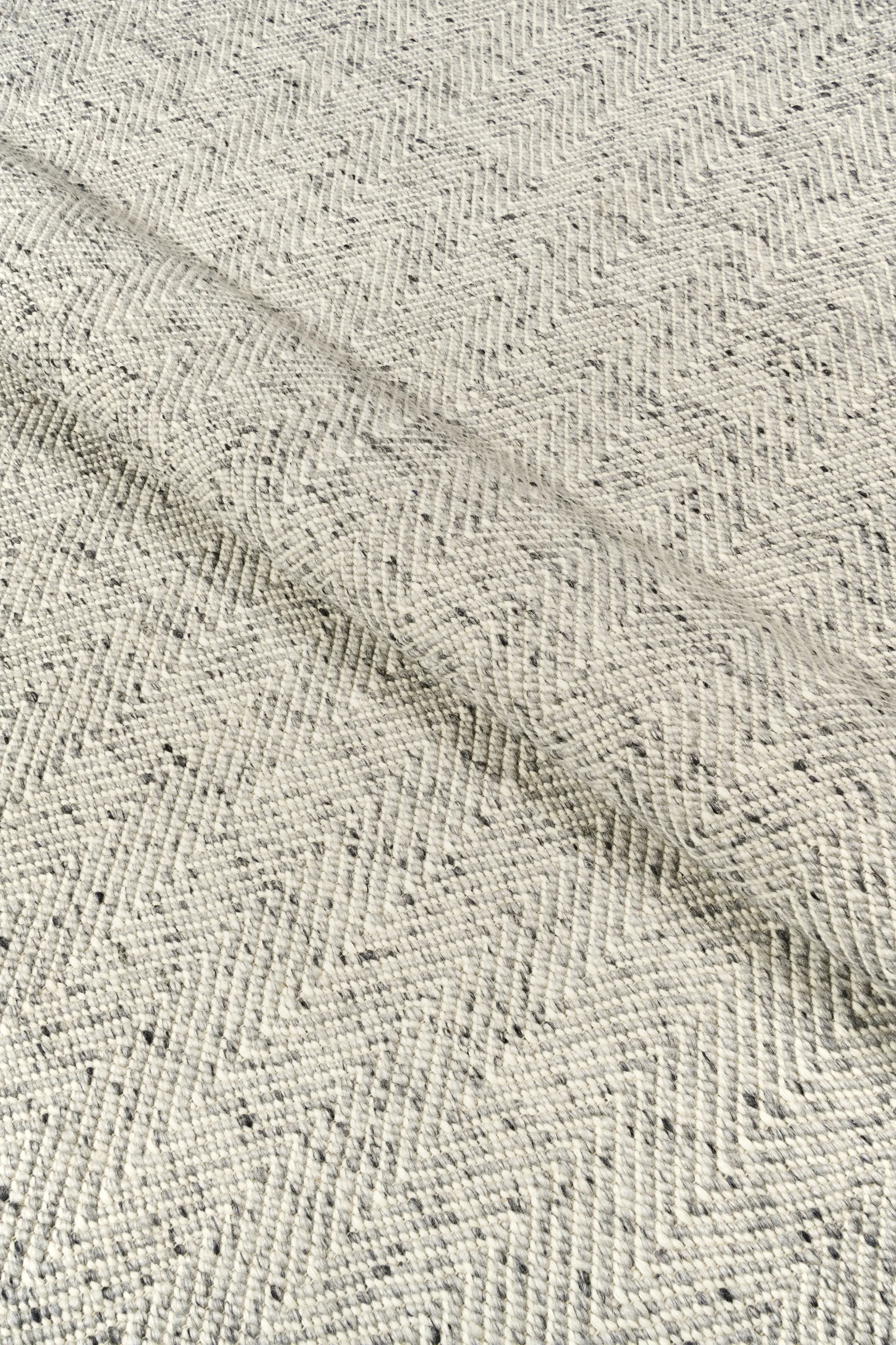 Tappeto in lana Furrow bianco naturale/grigio, 80x240 cm Scandi Living