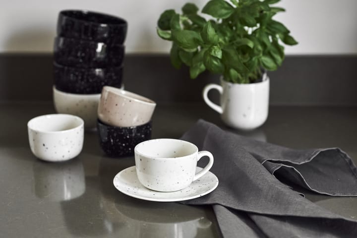 Tazza con piattino Freckle 26 cl, Bianco Scandi Living