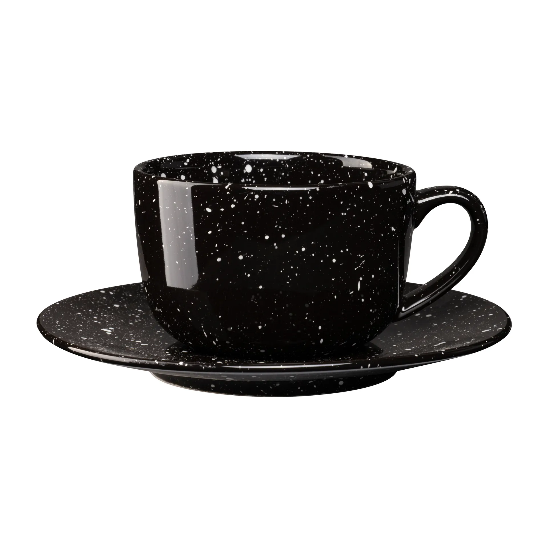 Tazza con piattino Freckle 26 cl, Nero Scandi Living