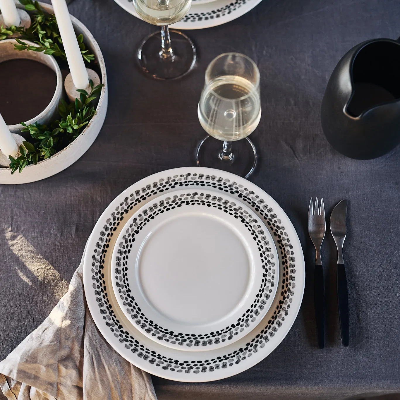 Tovaglia in lino Clean 145x350 cm , Charcoal  Scandi Living