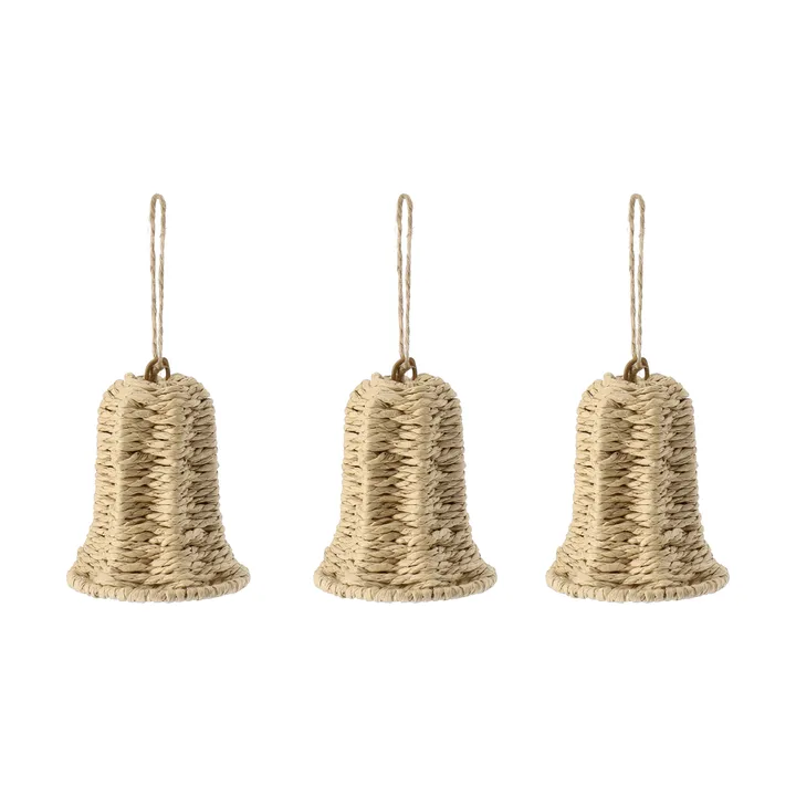Twine decorazione per albero a forma di campana, set da 3 - Naturale - Scandi Living