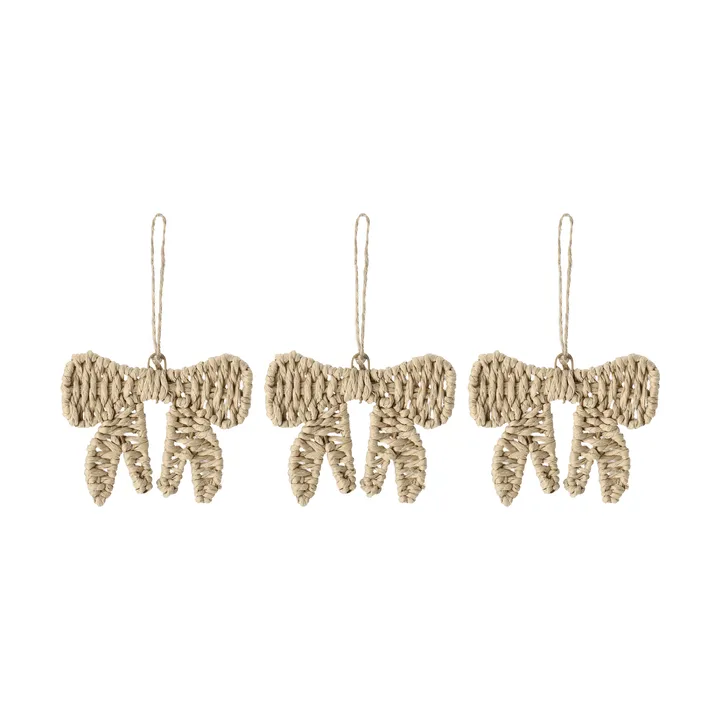 Twine decorazioni per albero a forma di fiocco, set da 3 - Naturale - Scandi Living