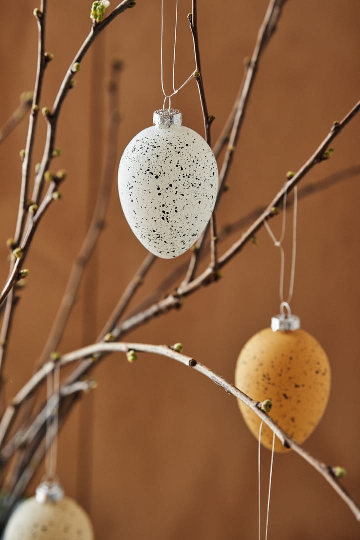 Uovo in vetro Brooding 8 cm, confezione da 6, Bianco Scandi Living