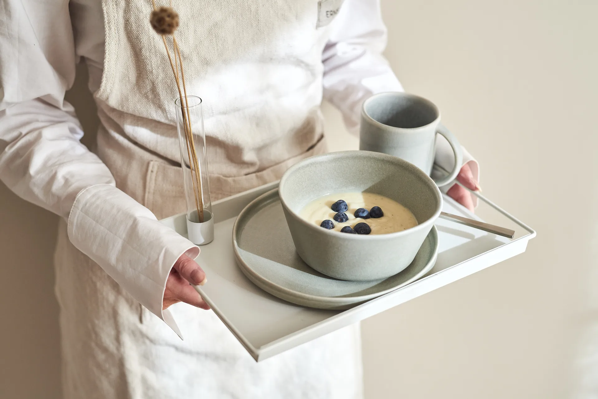 Vassoio con accessori Draw 22x32 cm, Bianco Scandi Living