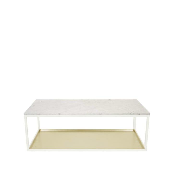 Tavolino 11 - marmo bianco, struttura laccata in bianco, lastra in ottone - Scherlin