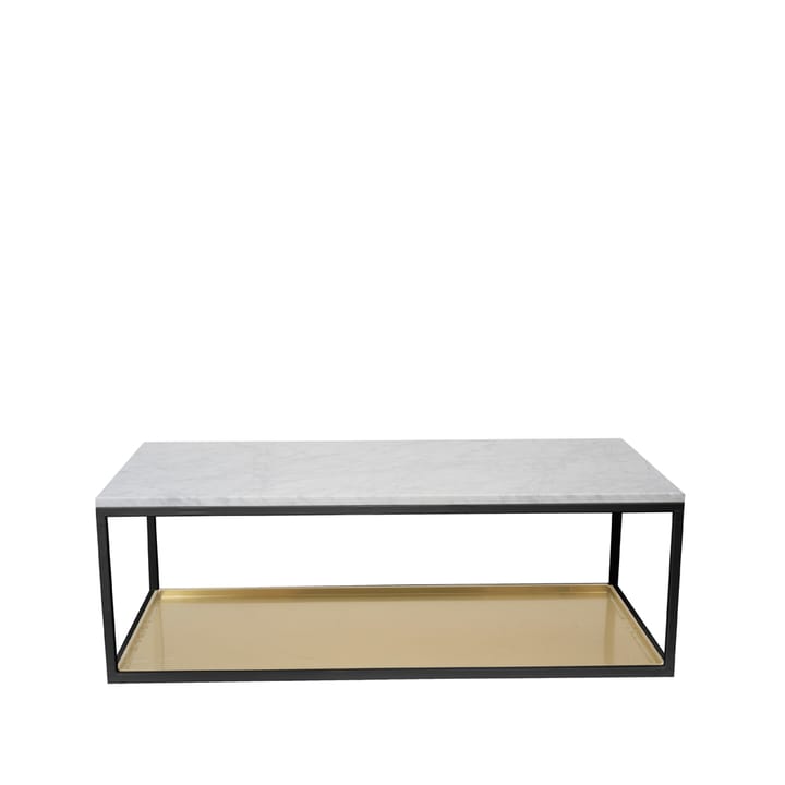 Tavolino 11 - marmo bianco, struttura laccata in nero, lastra in ottone - Scherlin