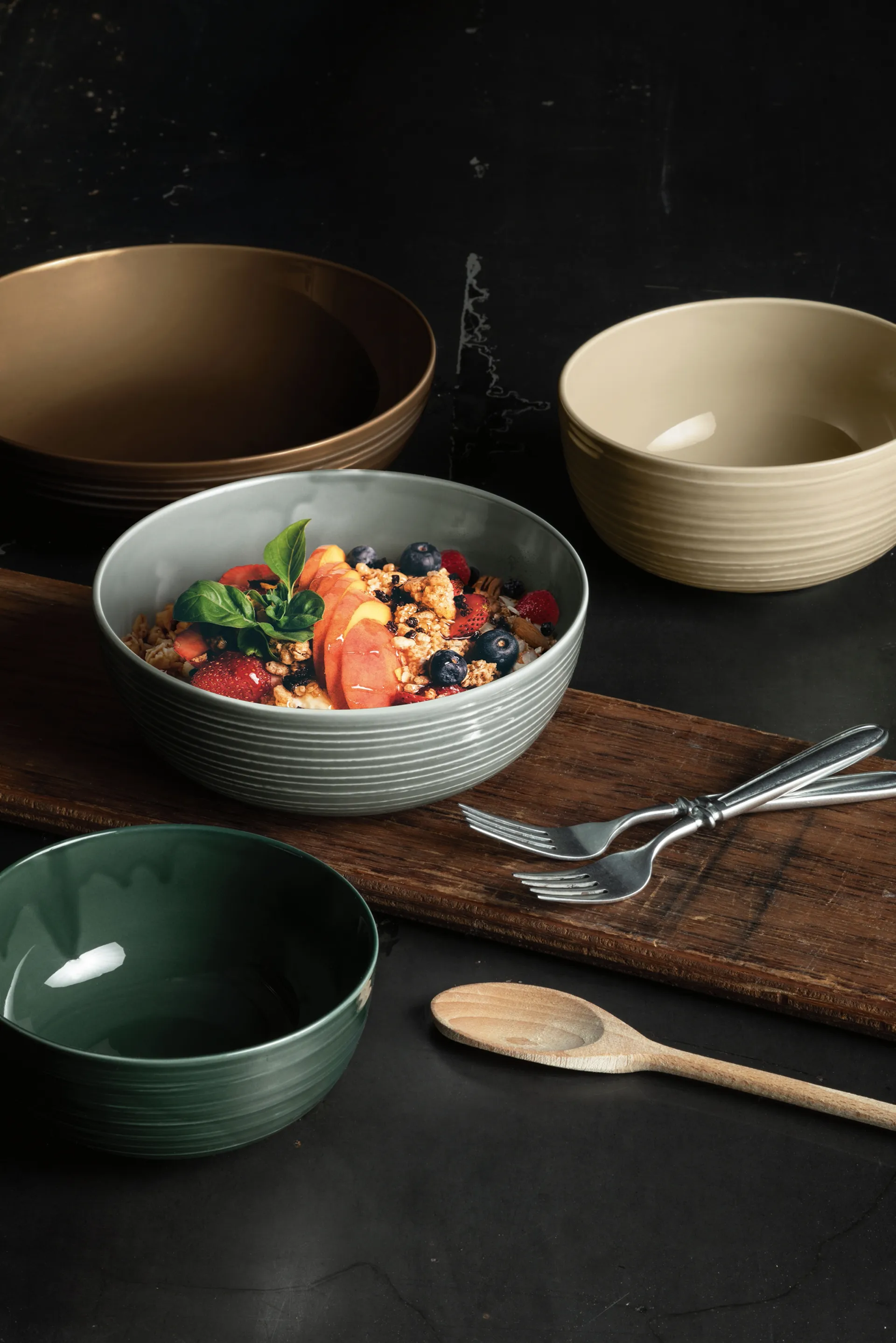 Ciotola Terra, Ø 15 cm, confezione da 4, Verde muschio Seltmann Weiden