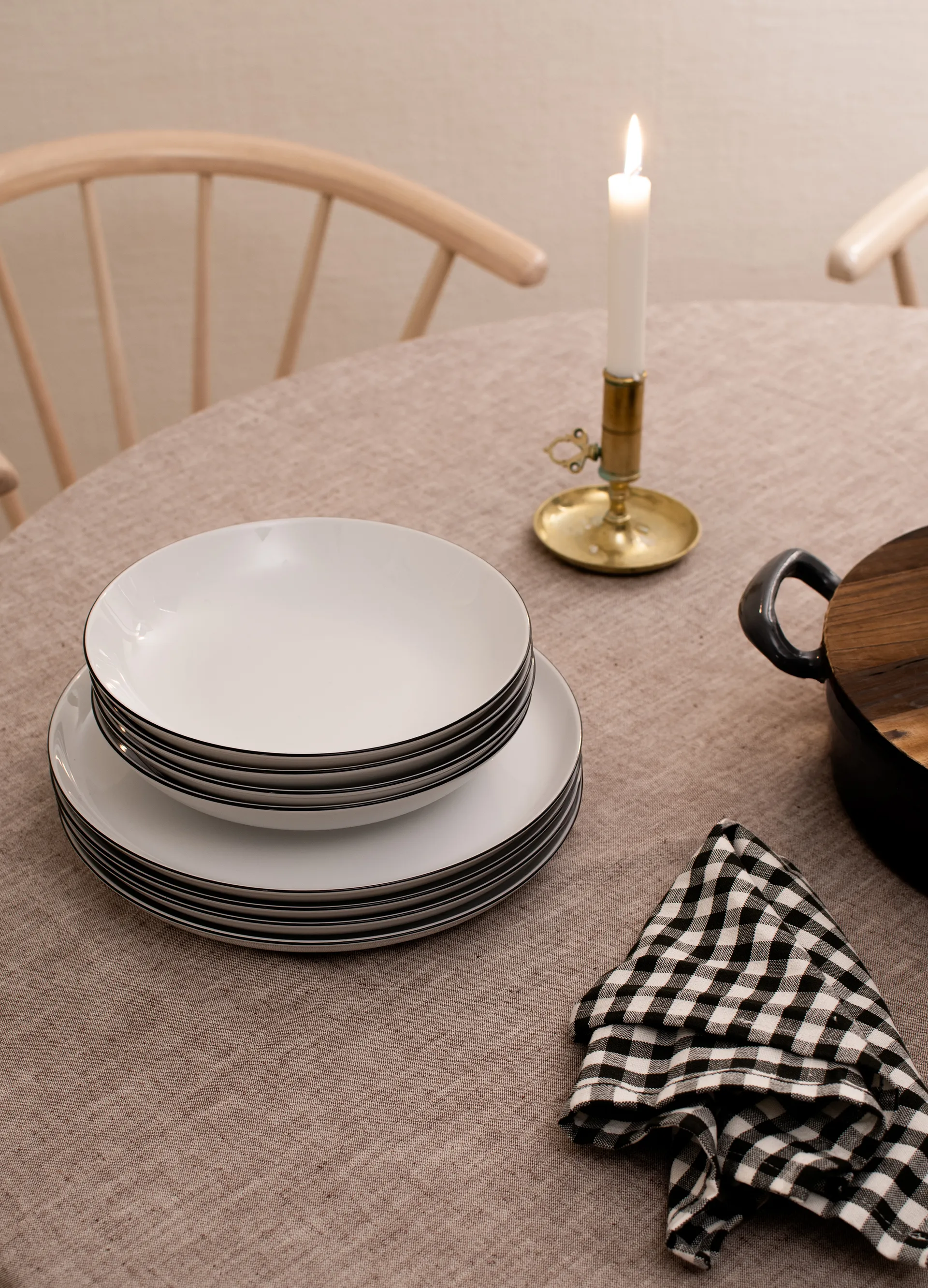 Servizio Lido Black Line, 12 pezzi, Bianco con bordo nero Seltmann Weiden