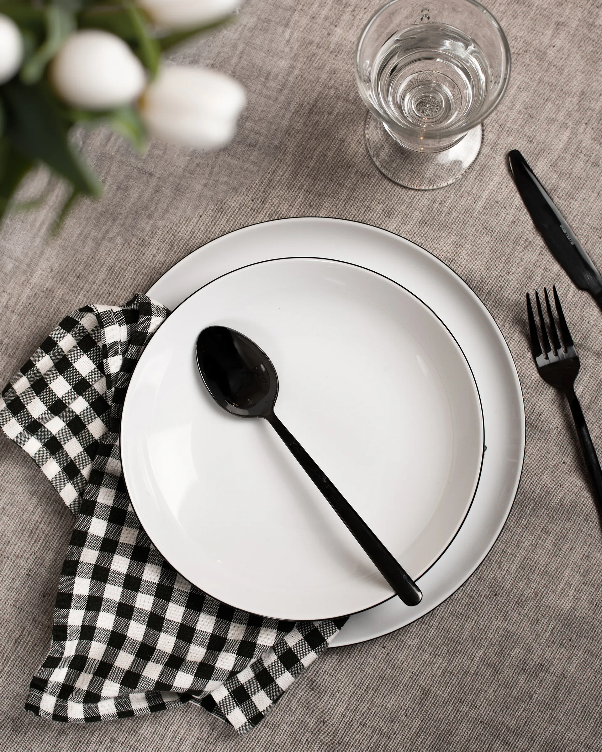 Servizio Lido Black Line, 12 pezzi, Bianco con bordo nero Seltmann Weiden