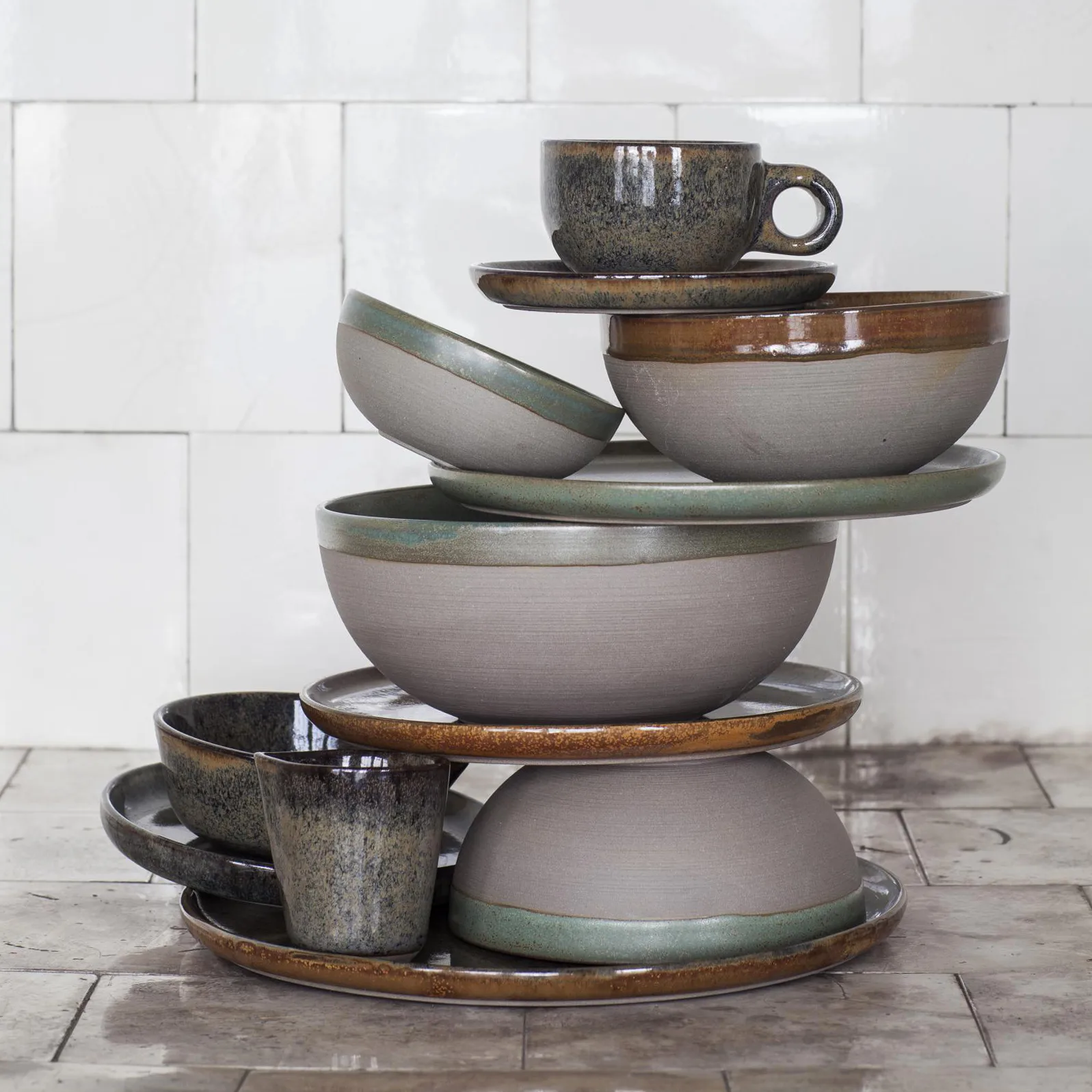 Ciotola da colazione Surface 11 cm, grey-camogreen Serax