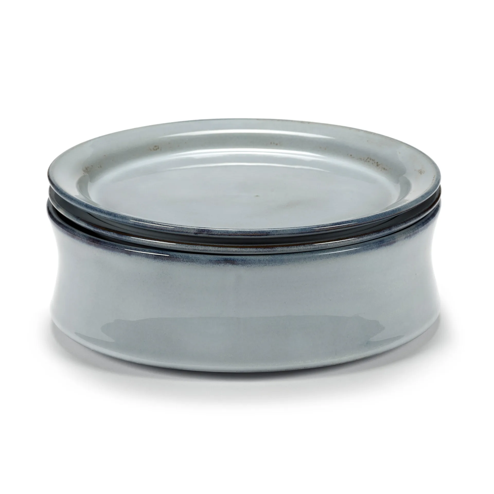 Ciotola e set di piatti Pure, 3 parti, Blu Serax