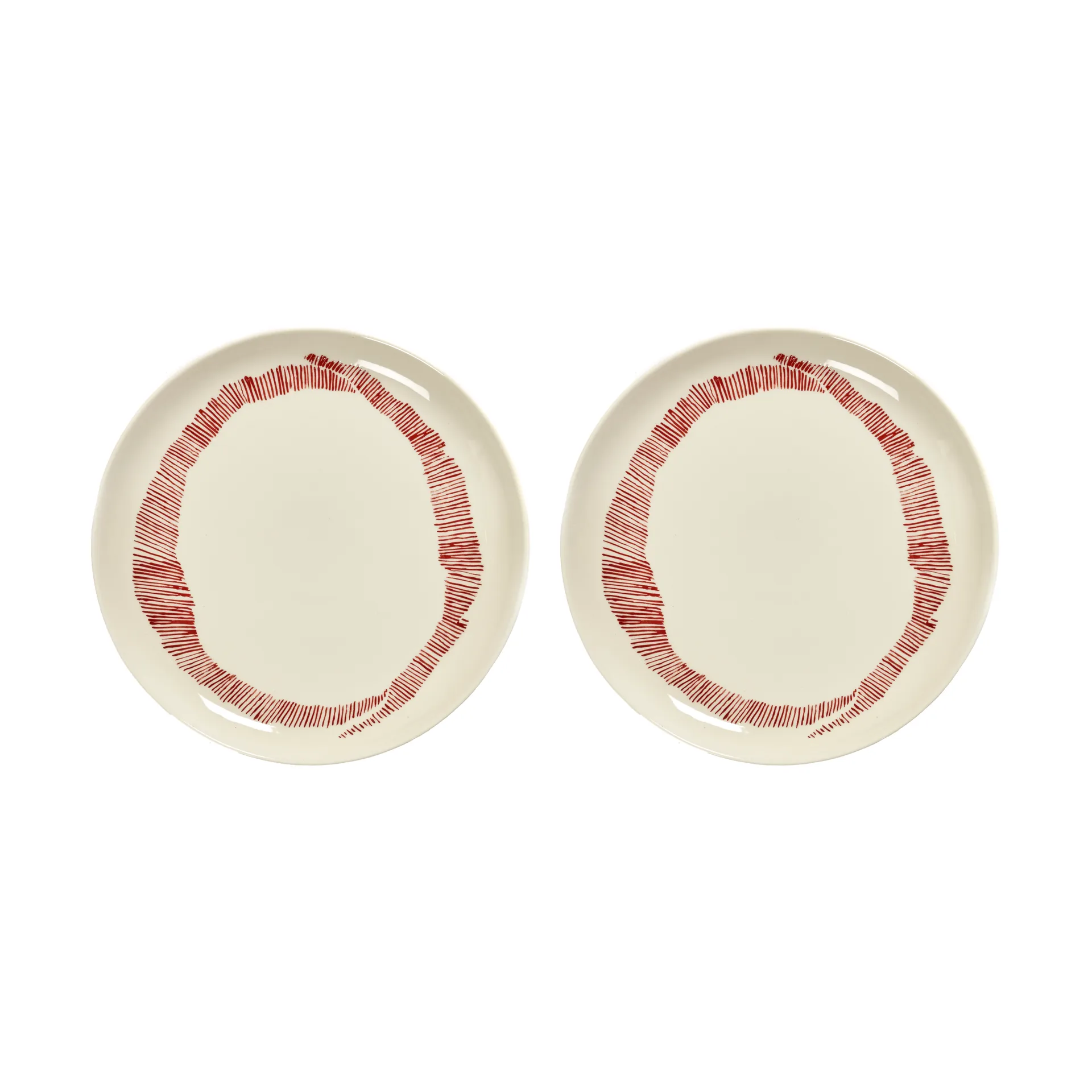 Piatto Ottolenghi Feast M Ø22,5 cm confezione da 2, White stripes-red Serax