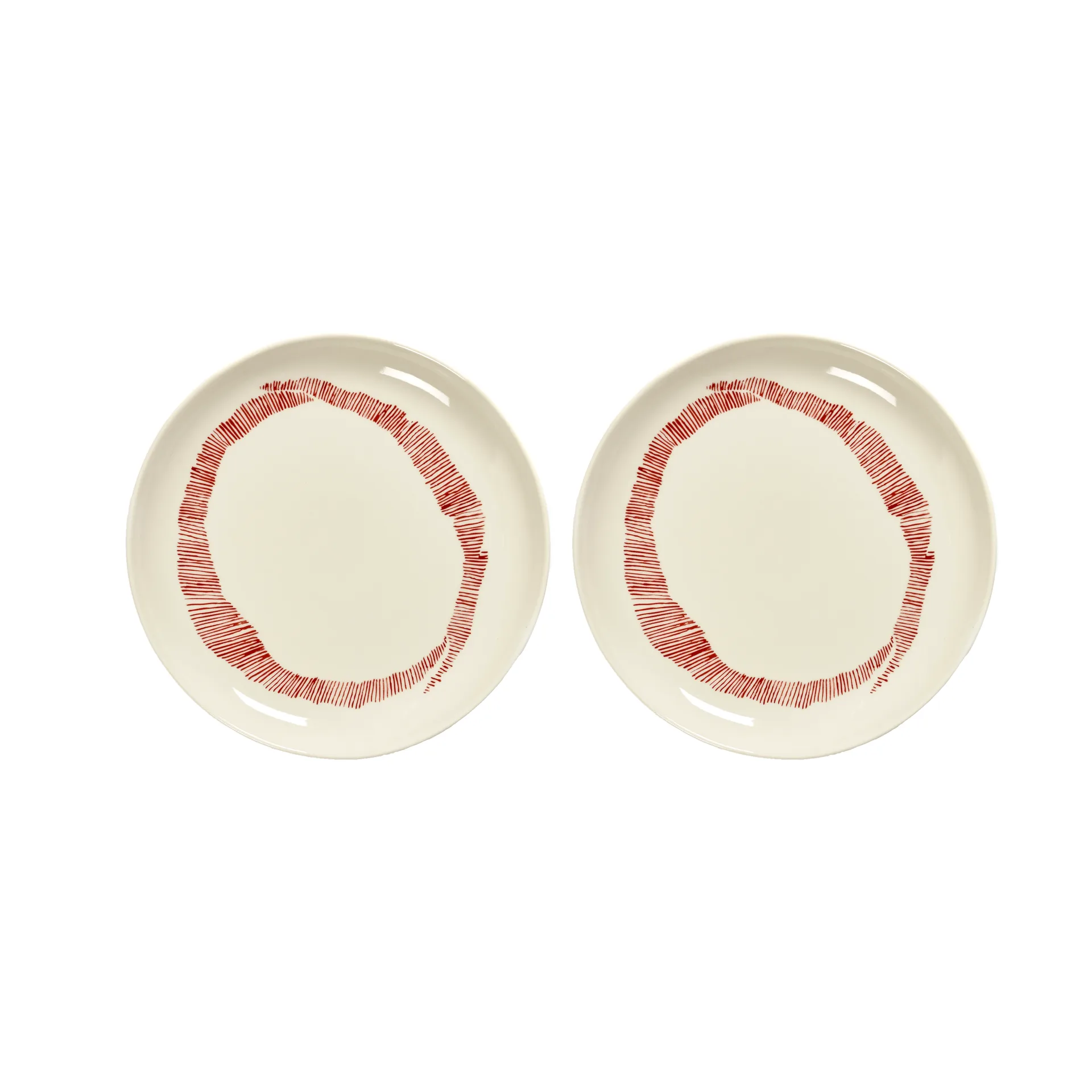 Piatto Ottolenghi Feast S Ø19 cm confezione da 2, White stripes-red Serax