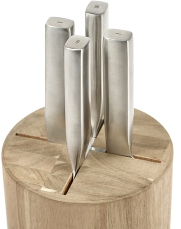 Set di coltelli con portacoltelli Base, 5 pezzi - Legno, grigio acciaio - Serax