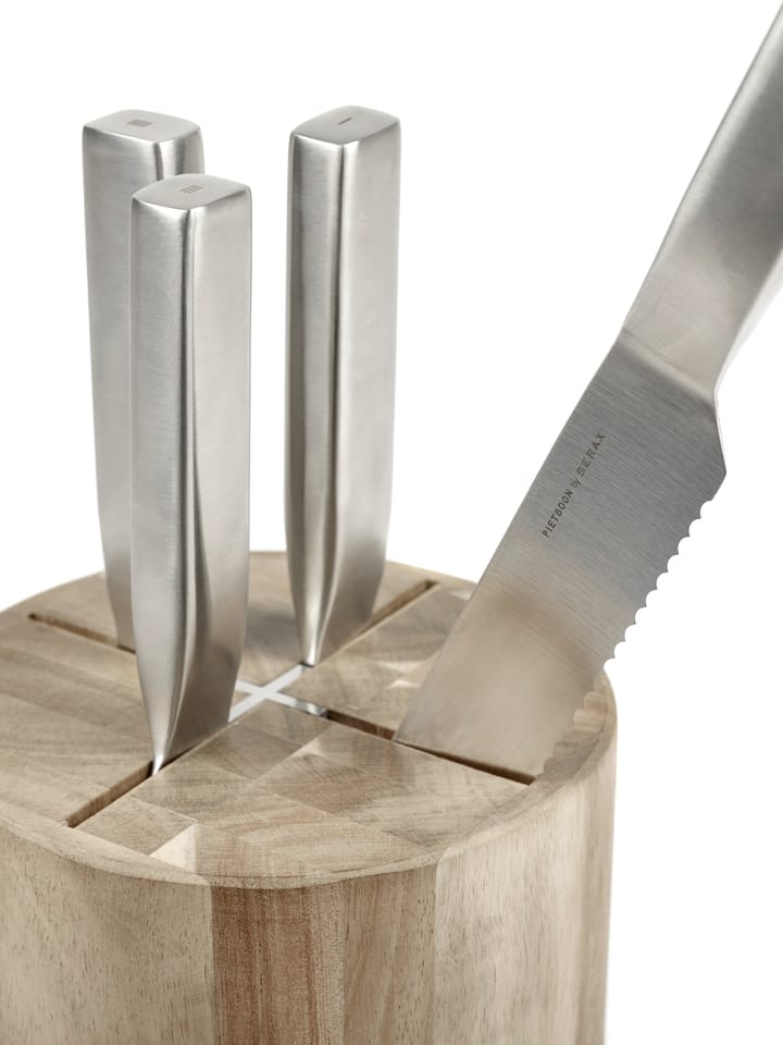 Set di coltelli con portacoltelli Base, 5 pezzi - Legno, grigio acciaio - Serax