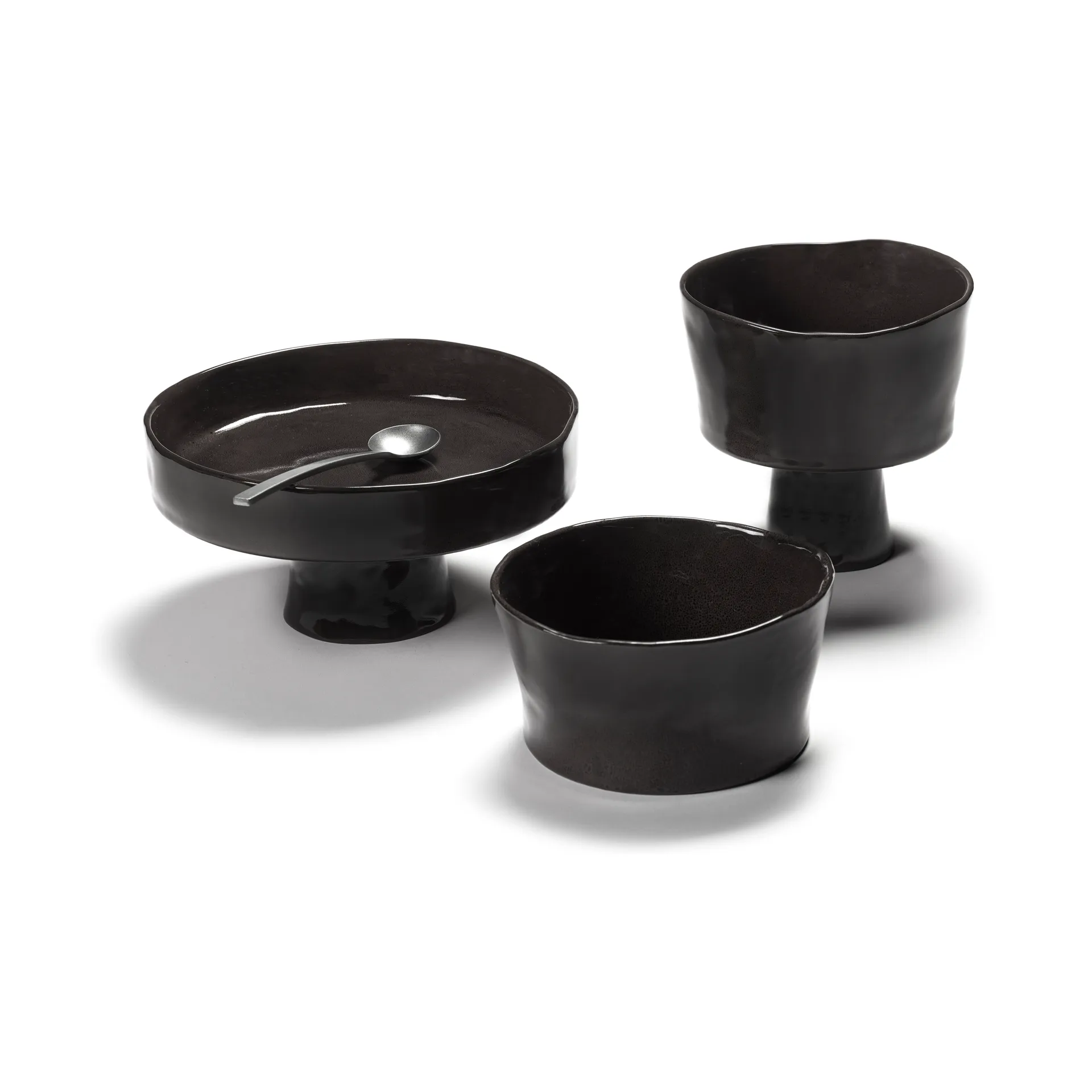 Vassoio fondo La Mère con piedistallo L Ø 25 cm, Ebano Serax