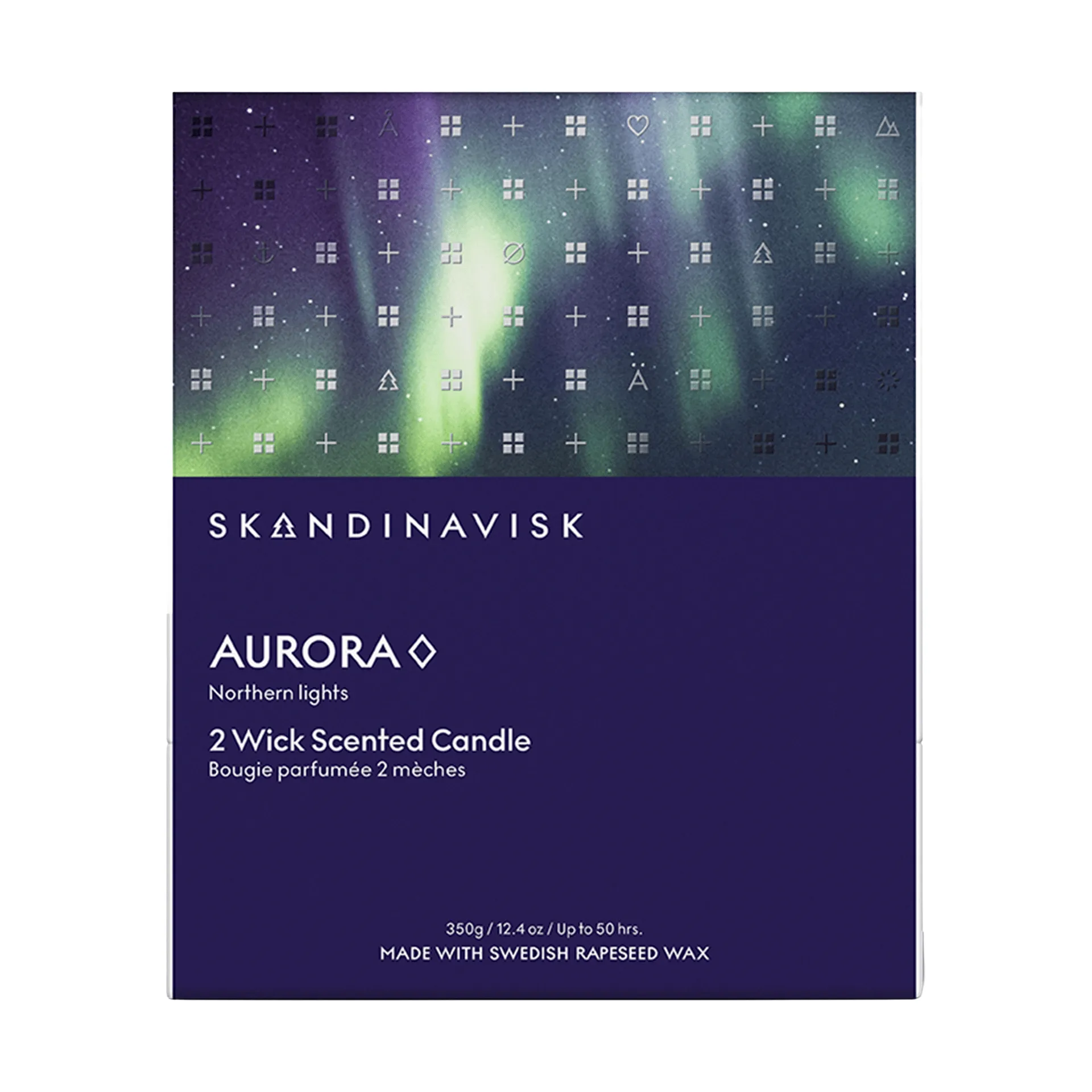Aurora candela profumata, 350 g, 2 stoppini Skandinavisk