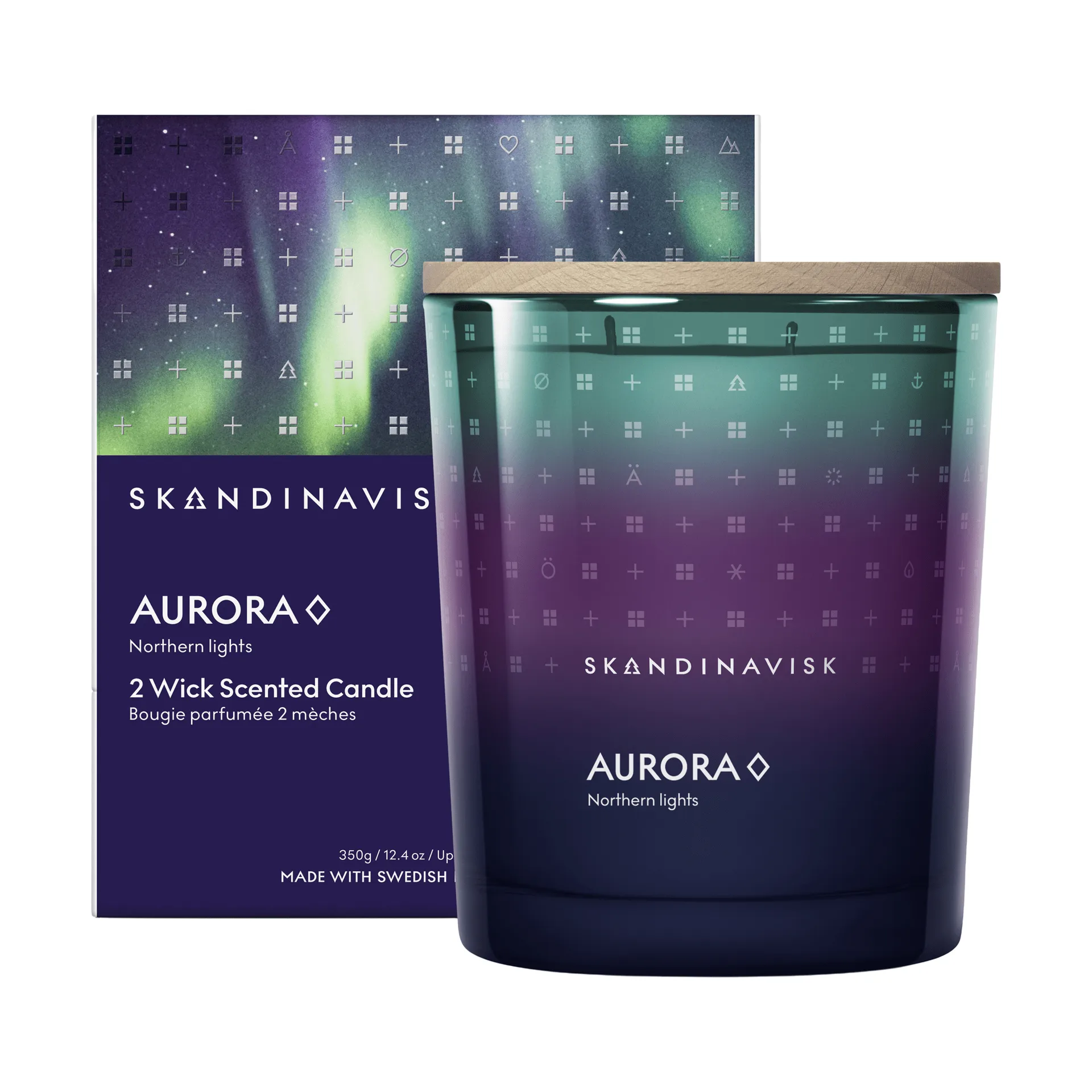 Aurora candela profumata, 350 g, 2 stoppini Skandinavisk