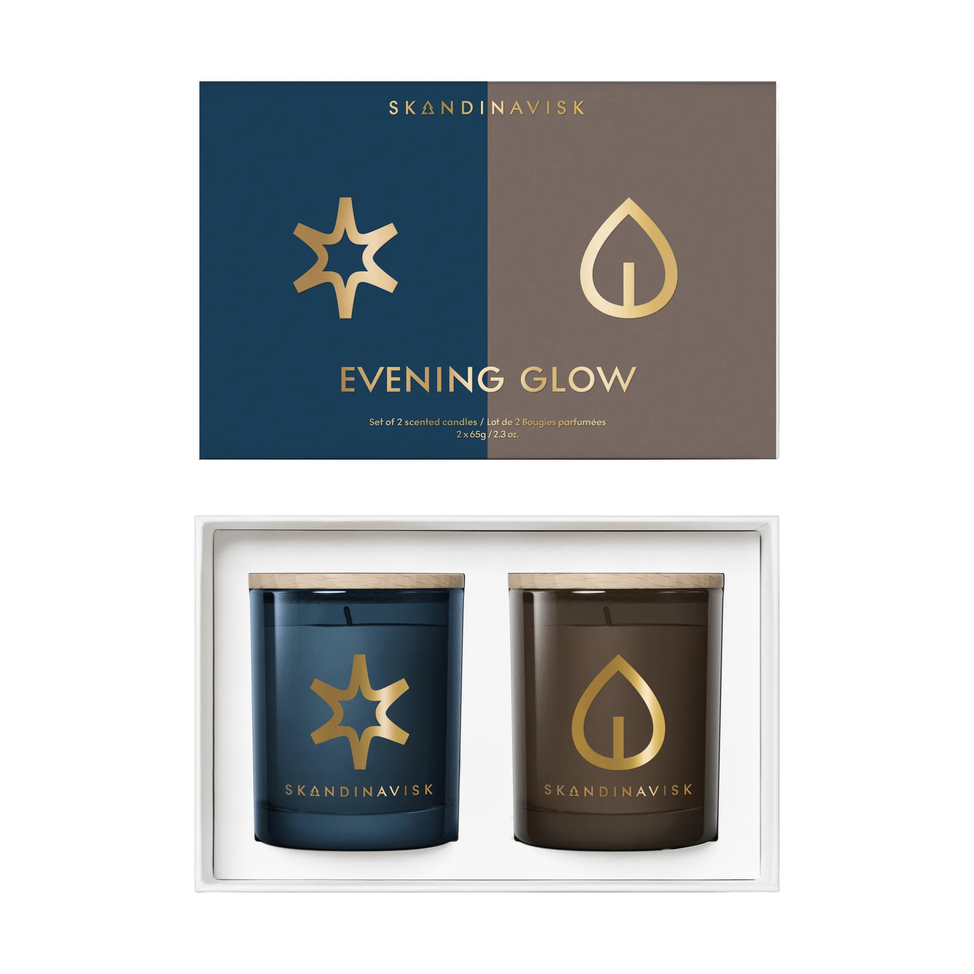 Evening Glow set regalo con candele profumate 2 pezzi, 65 g Skandinavisk