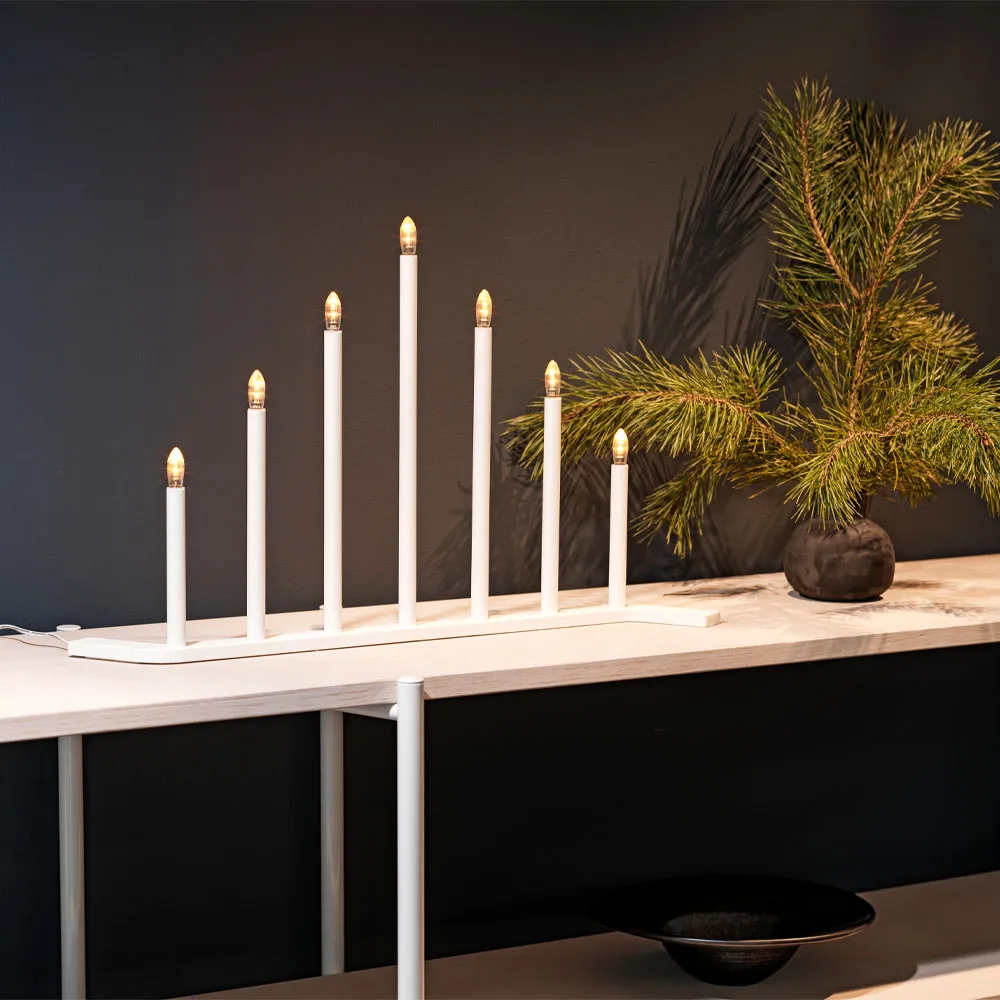 Candelabro dell’Avvento Advent RE, bianco, 7 SMD Design