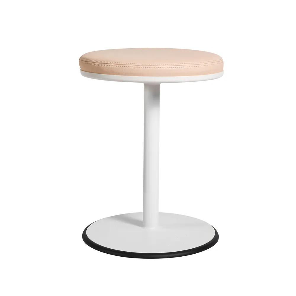 Orbit sgabello rotondo, bianco, pelle marrone SMD Design