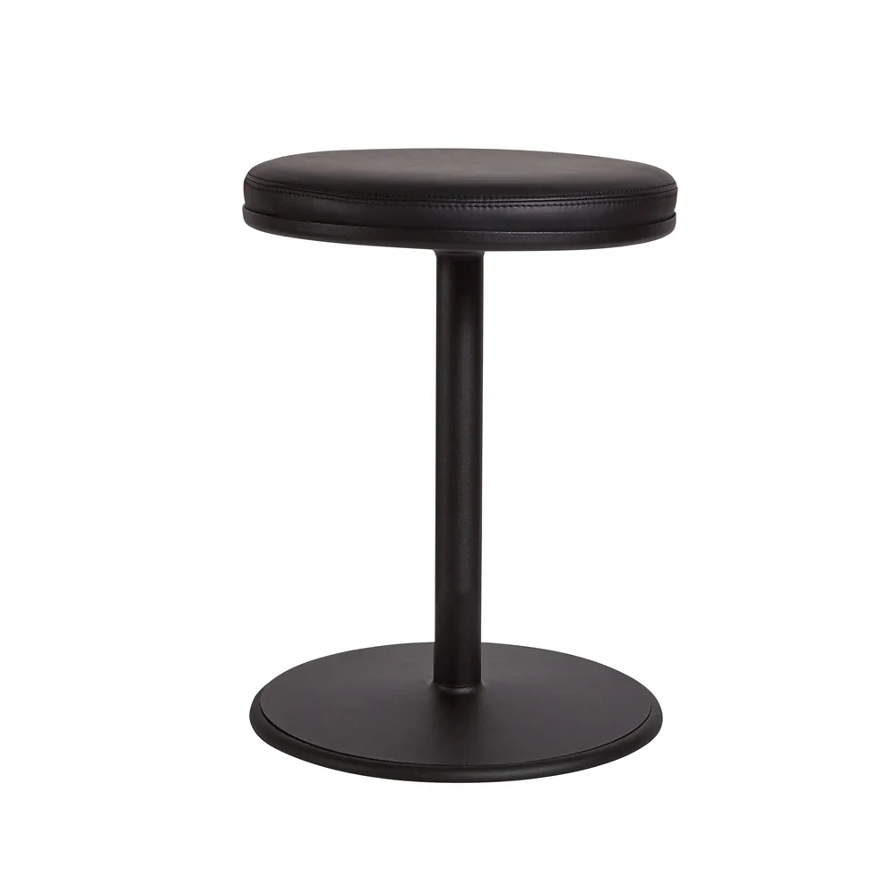 Orbit sgabello rotondo, Nero, pelle nera, Ø36x54 cm SMD Design