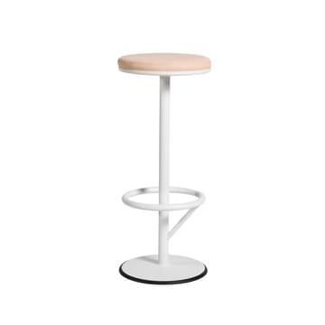 Sgabello da bar alto Orbit - laccato bianco opaco, pelle marrone chiaro - SMD Design