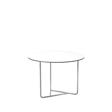 Tavolino Tellus - bianco, struttura cromata, alt. 44 cm, prof. 64 cm - SMD Design