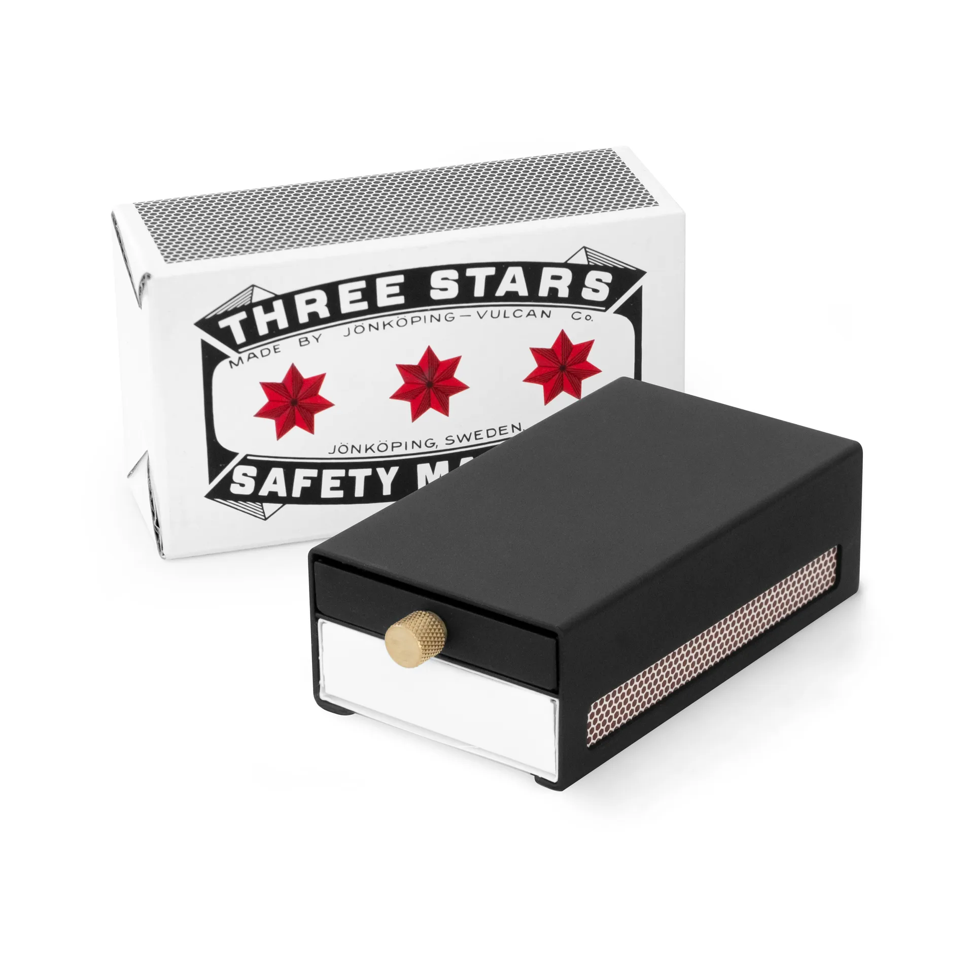 Astuccio per fiammiferi Three Stars grande, Nero Solstickan Design