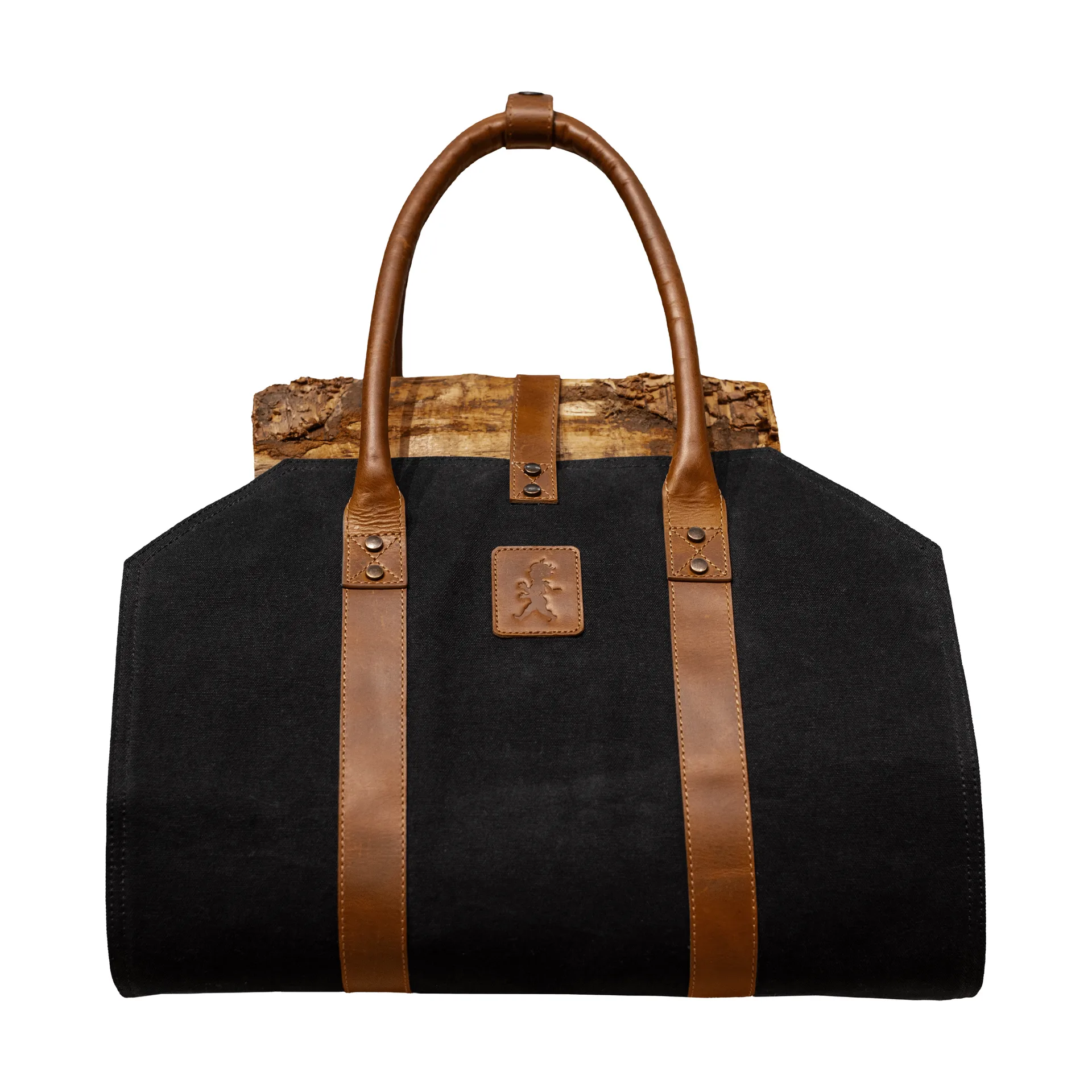 Cesto portalegna in canvas, Nero Solstickan Design