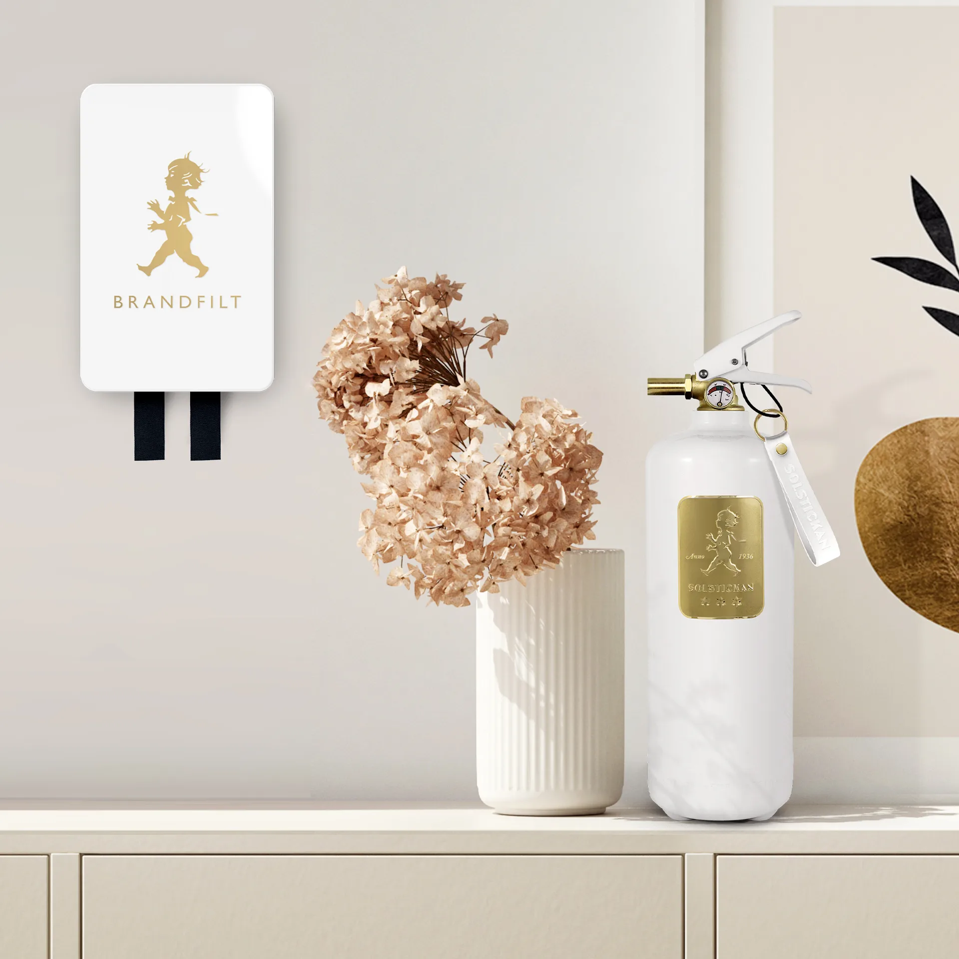 Coperta antincendio Solstickan 120x120 cm 2023, Bianco-oro Solstickan Design