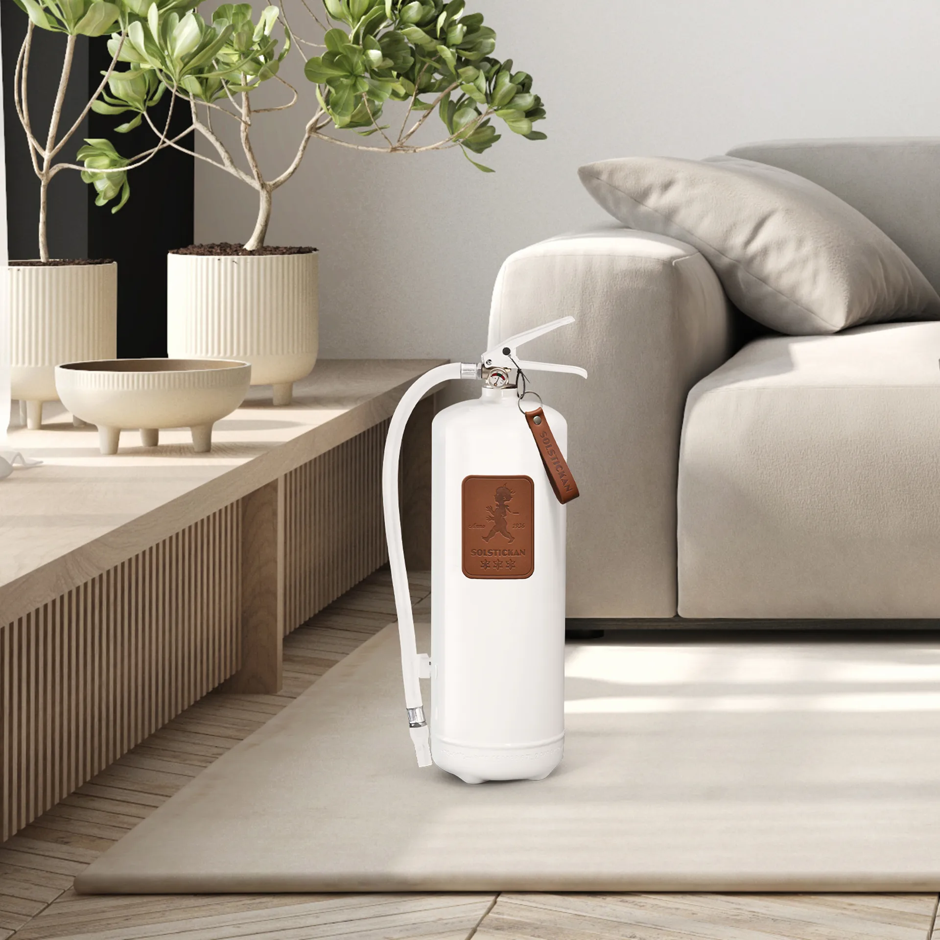 Estintore Solstickan 6 kg, Bianco-pelle marrone scuro  Solstickan Design