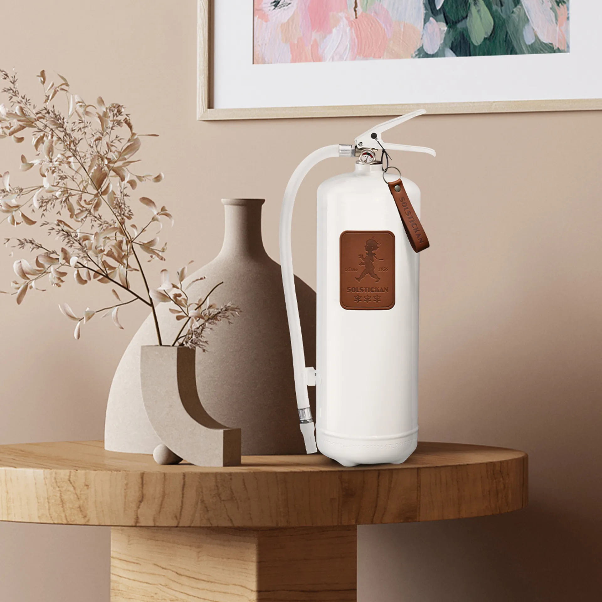 Estintore Solstickan 6 kg, Bianco-pelle marrone scuro  Solstickan Design