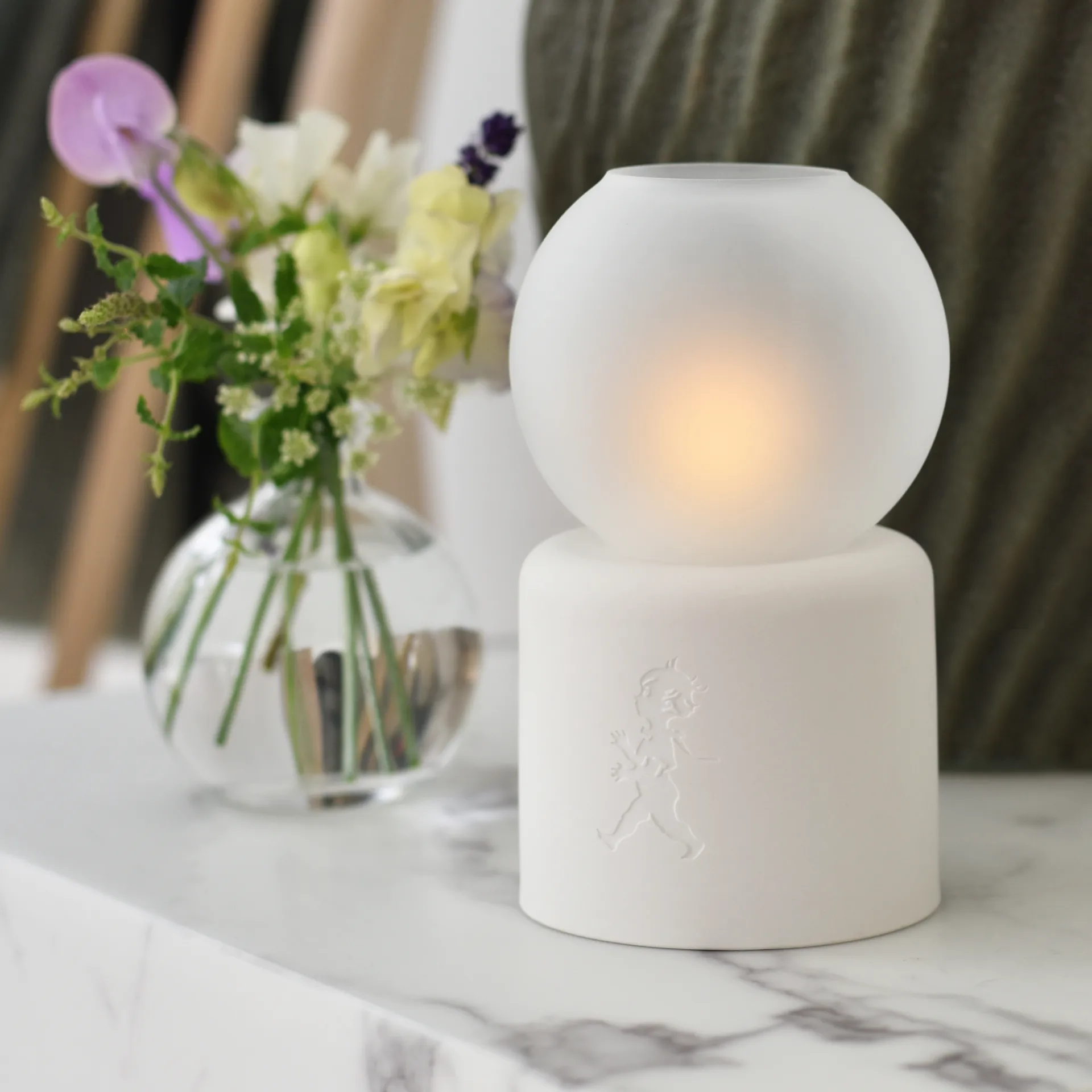 Portacandela Globe Ø9,5x17 cm, Bianco Solstickan Design