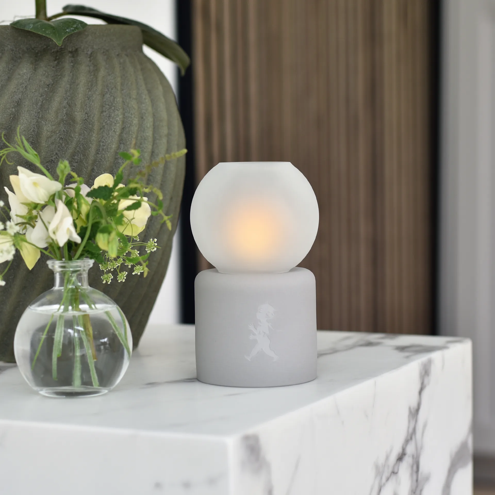 Portacandela Globe Ø9,5x17 cm, Grigio chiaro Solstickan Design