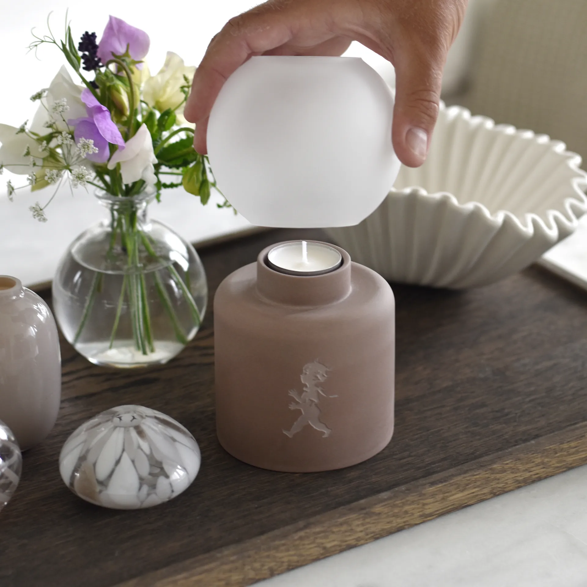 Portacandela Globe Ø9,5x17 cm, Marrone Solstickan Design