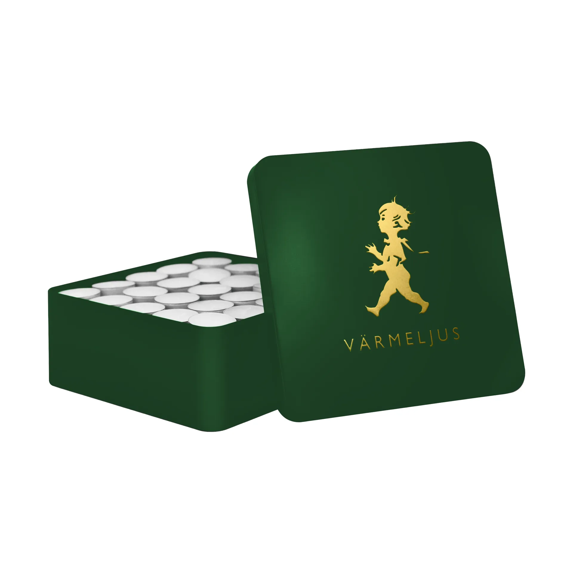 Scatola per candeline tealight Solstickan 21x21 cm, Verde-oro Solstickan Design