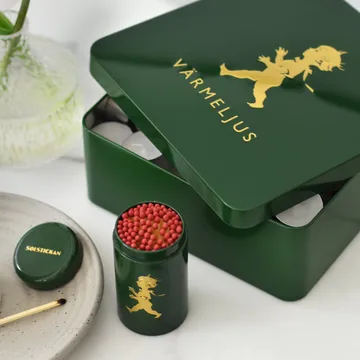 Scatola per candeline tealight Solstickan 21x21 cm - Verde-oro - Solstickan Design