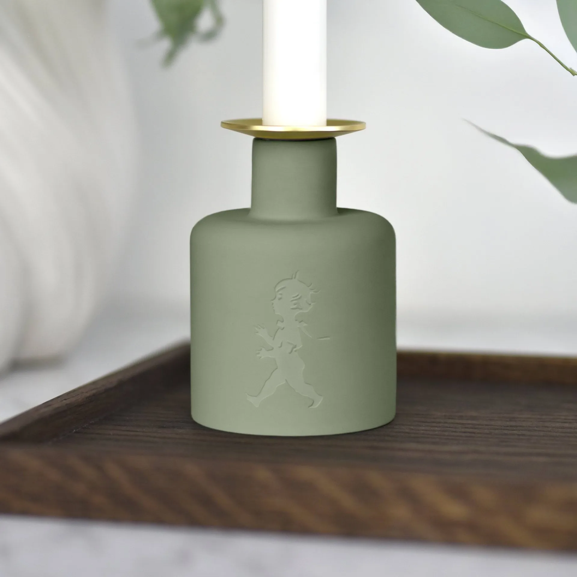 Solstickan portacandele in ceramica, Verde Solstickan Design