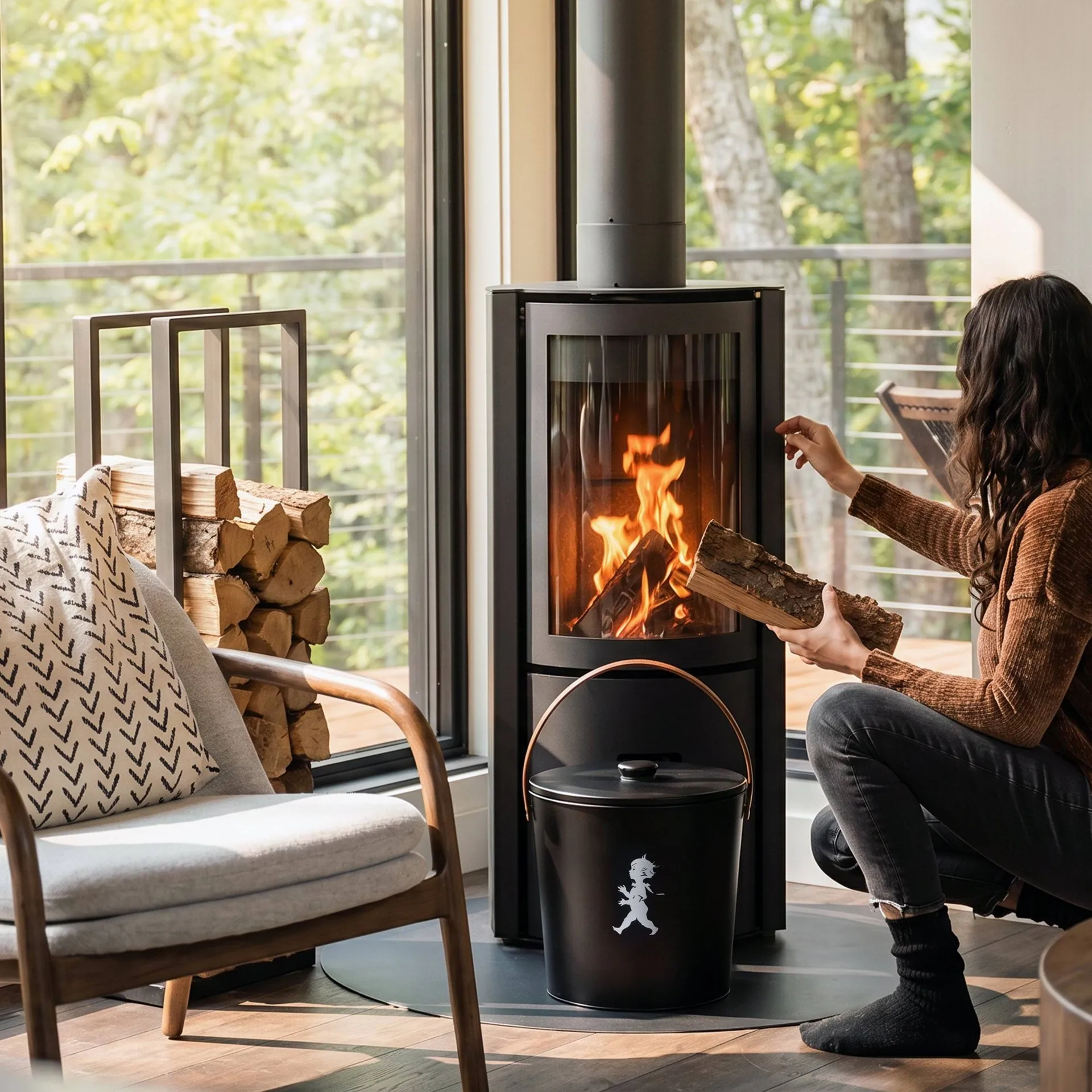 Solstickan secchio per cenere, Nero Solstickan Design