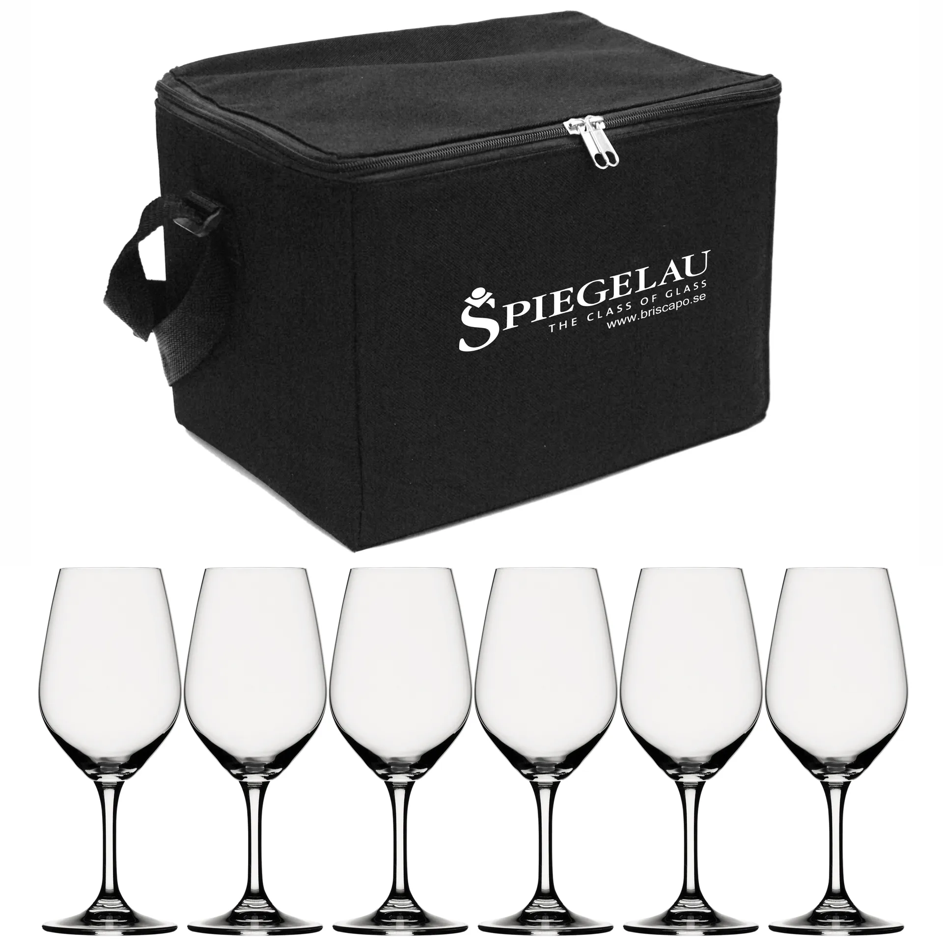 Borsa per bicchieri da vino Expert nera incl. 6 bicchieri da vino, trasparente Spiegelau