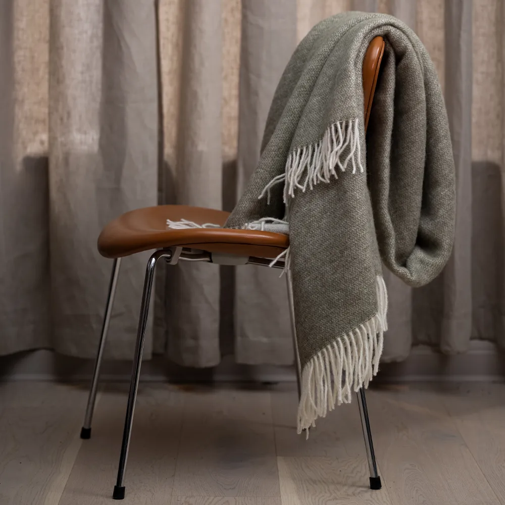 Plaid di lana, Olive & off white Stackelbergs