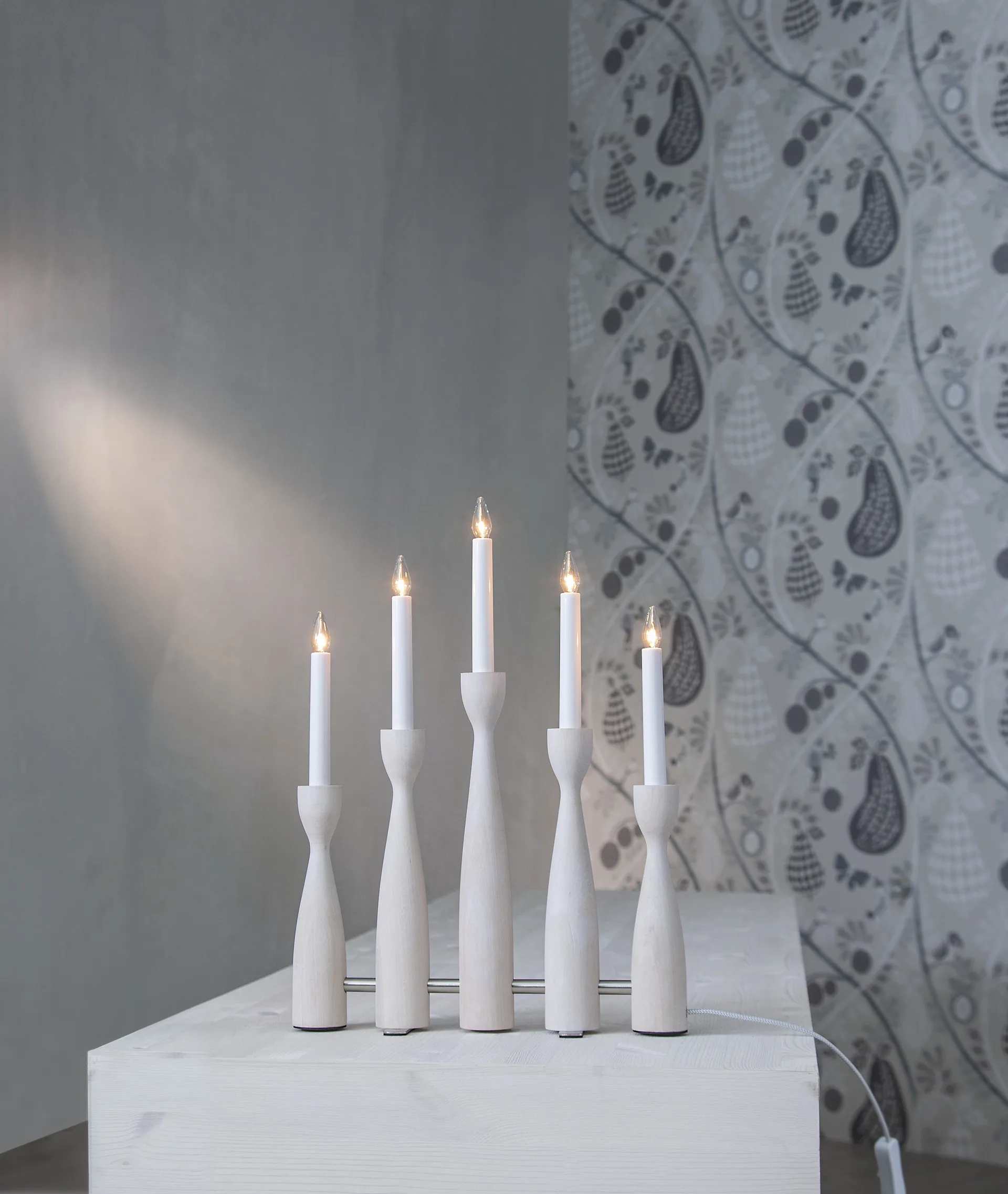 Candelabro dell'Avvento Midja 2.0, Bianco macchiato Star Trading