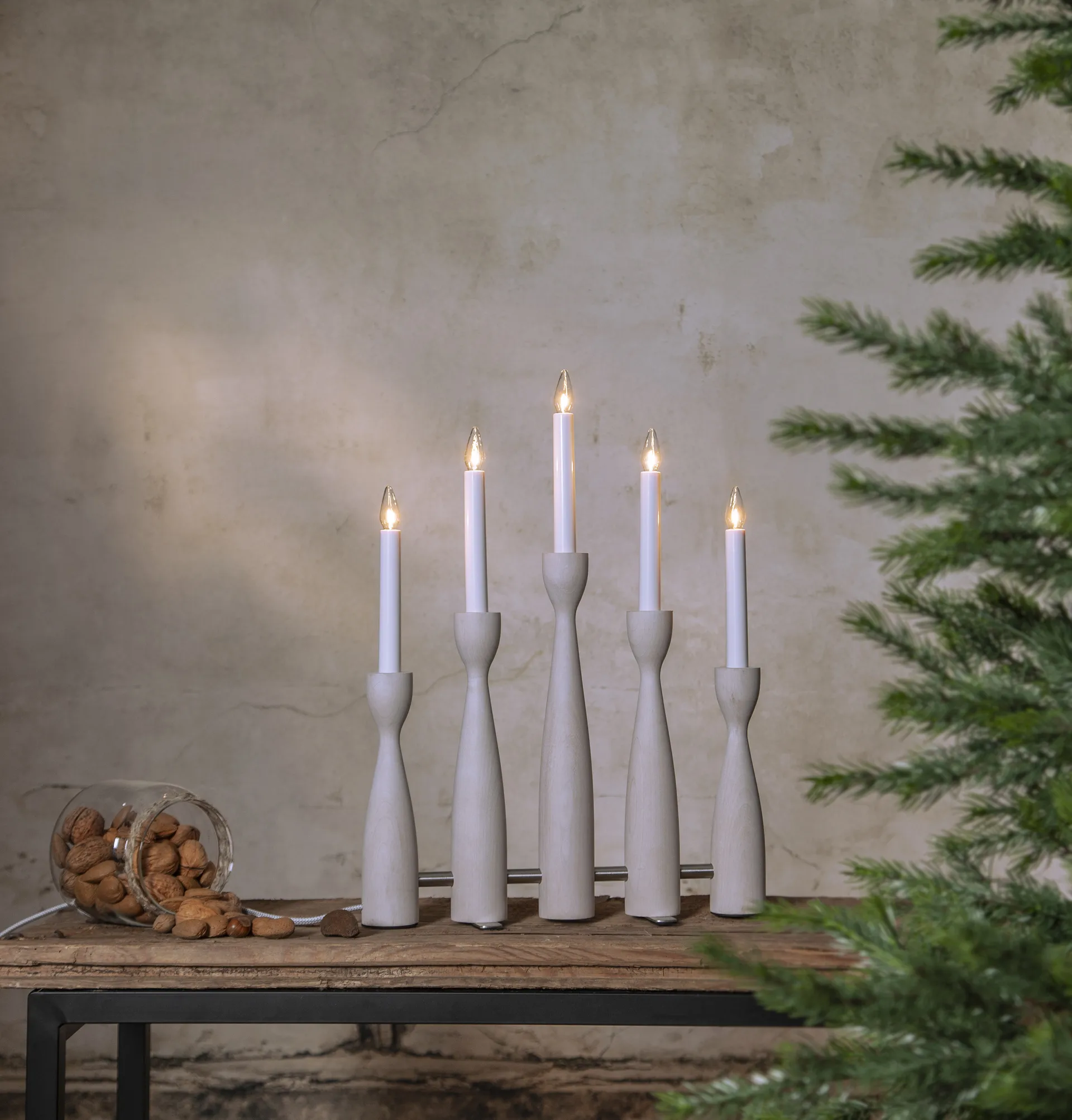 Candelabro dell'Avvento Midja 2.0, Bianco macchiato Star Trading