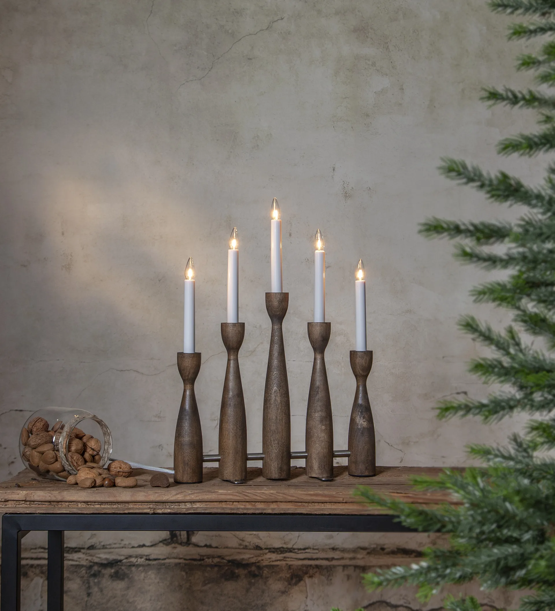 Candelabro dell'Avvento Midja 2.0, Noce Star Trading