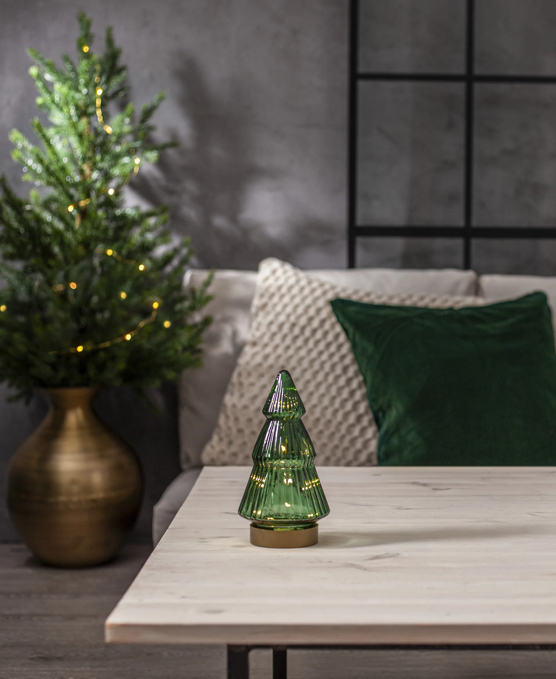 Decorazione in vetro LED 20 cm Verde, Verde Star Trading