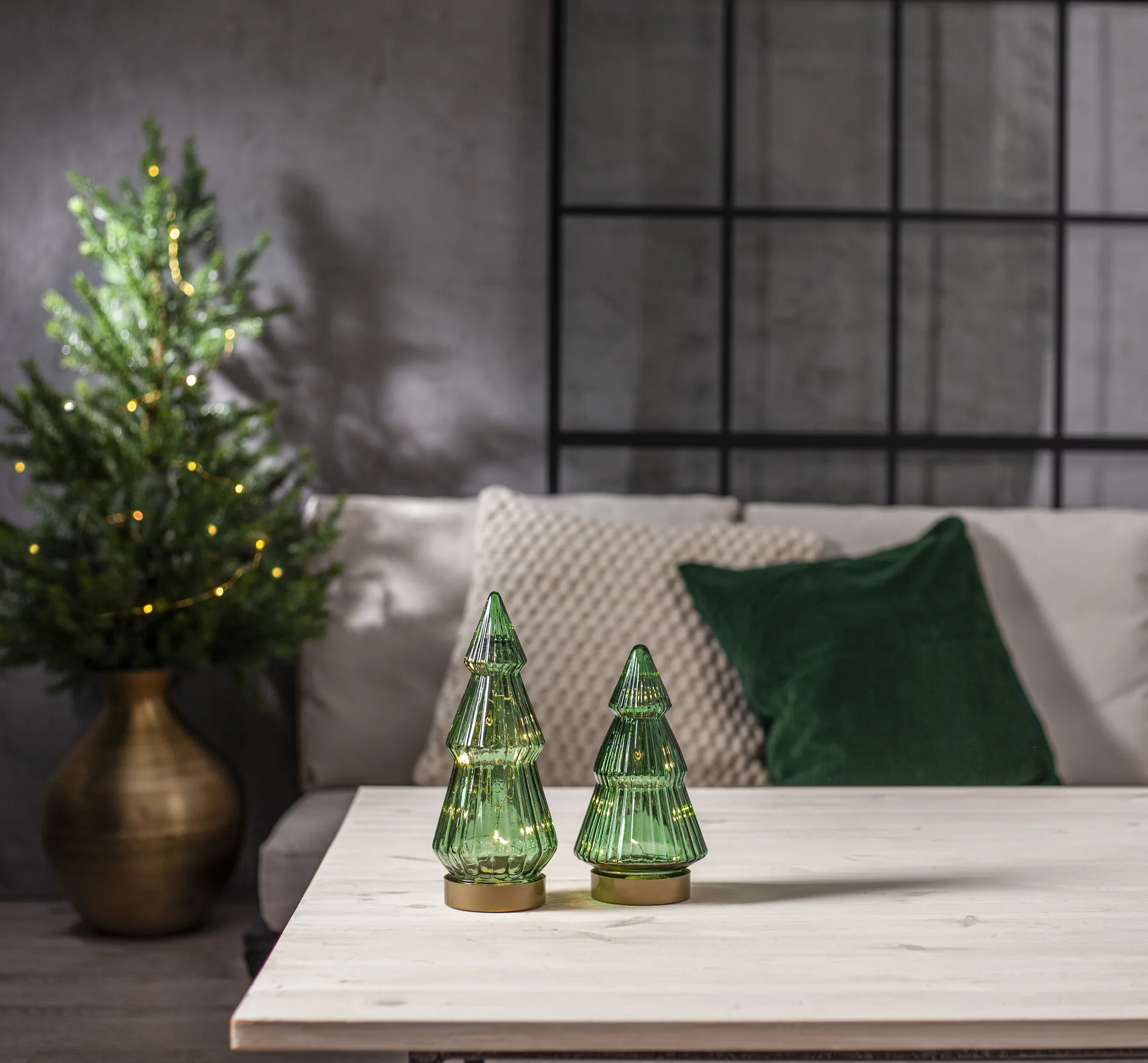 Decorazione in vetro LED 20 cm Verde, Verde Star Trading